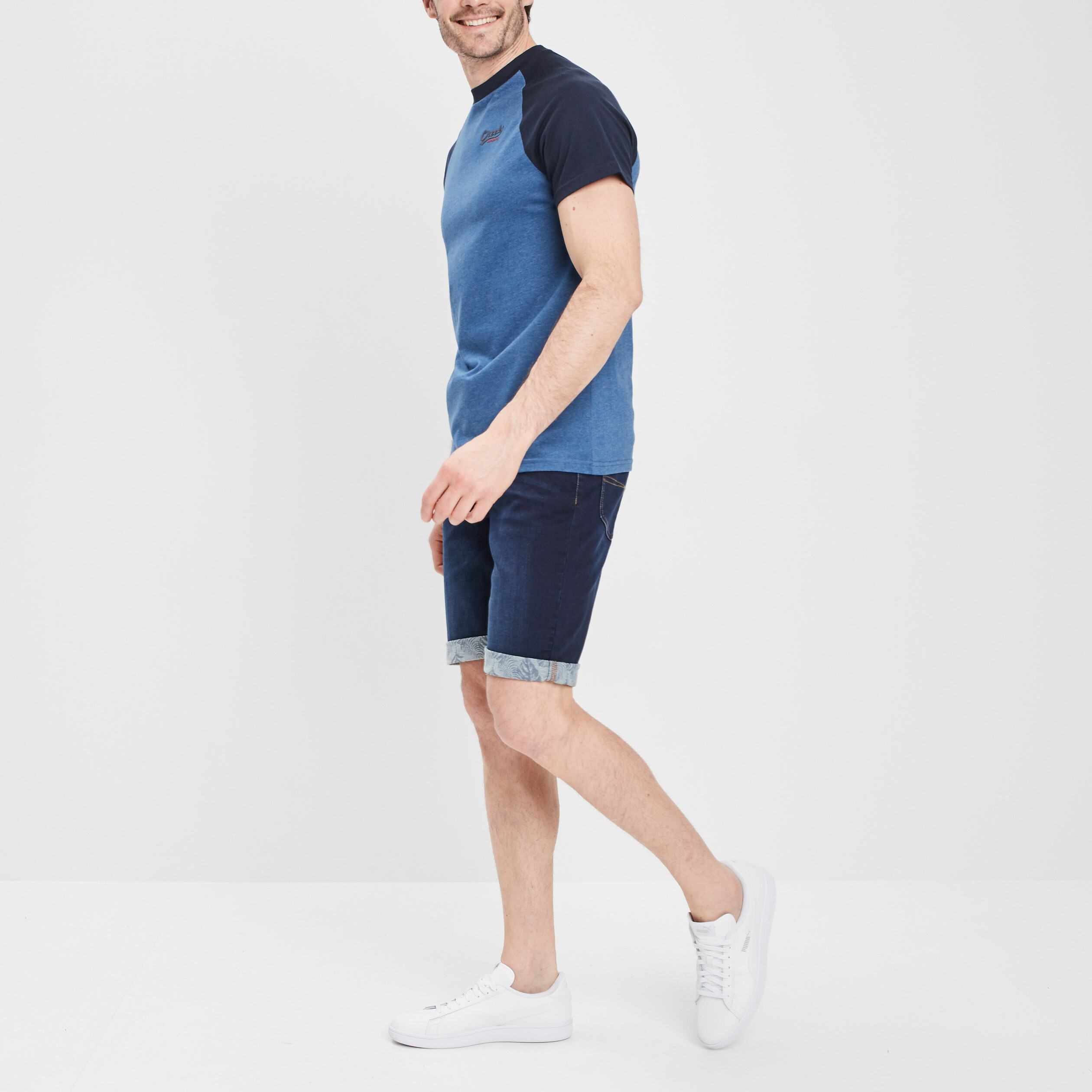 Bermuda straight en jean denim brut homme