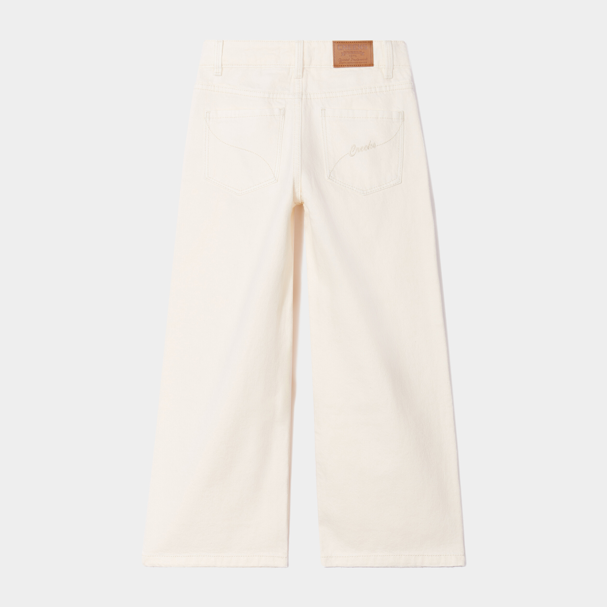 pantalon large 5 poches coton creeks creme fille Pantalon large 5 poches coton Creeks creme fille