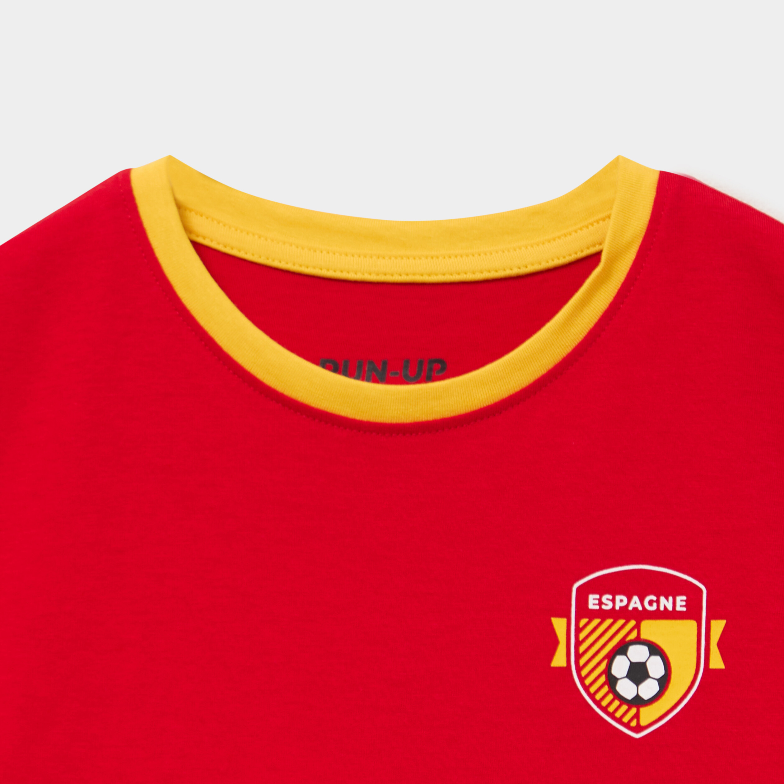 T-shirt maillot de football Espagne rouge gar&ccedil;on