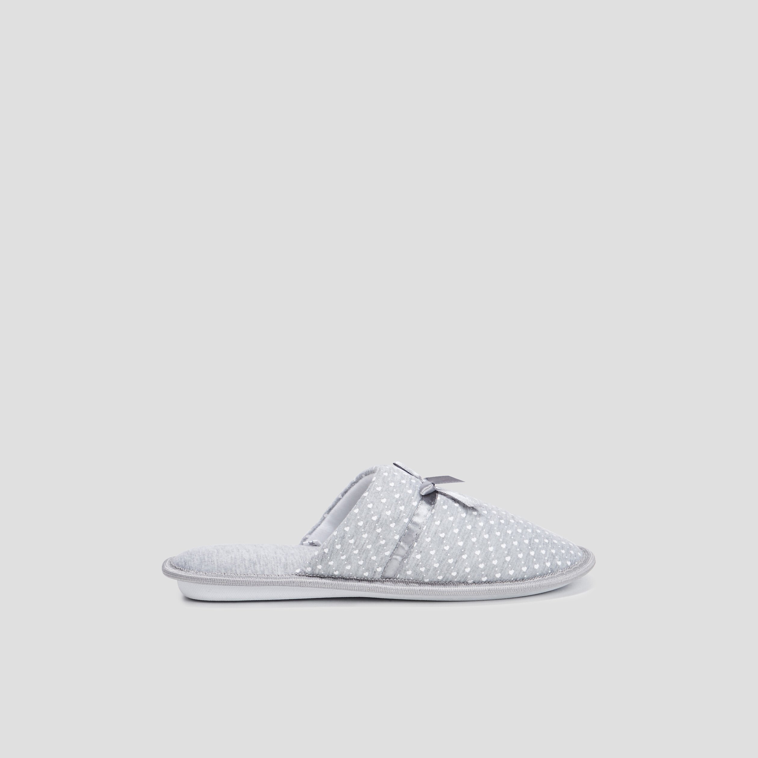 chaussons mules petits coeurs gris femme Chaussons mules petits coeurs gris femme