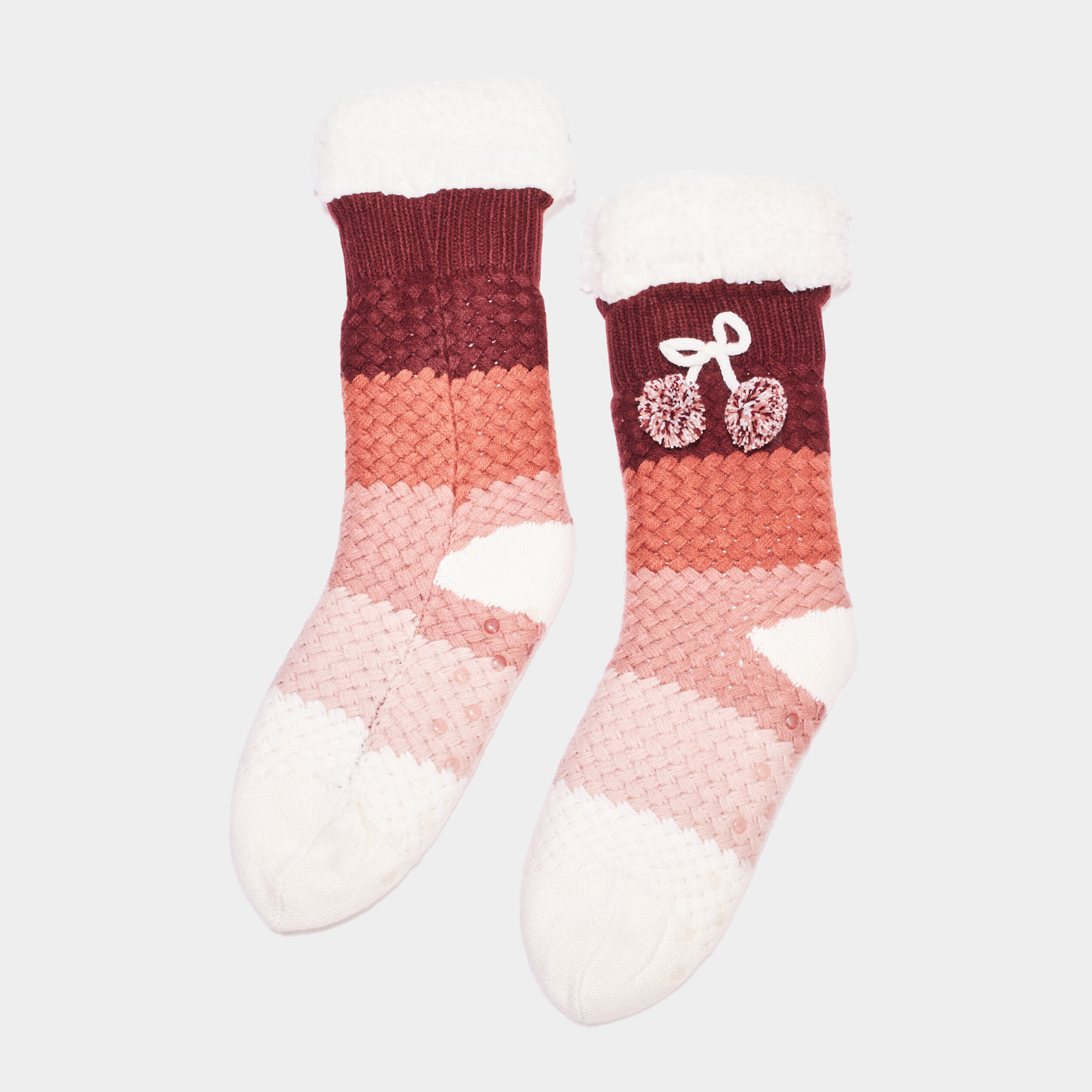 Chaussettes d interieur fourrees rose femme La Halle