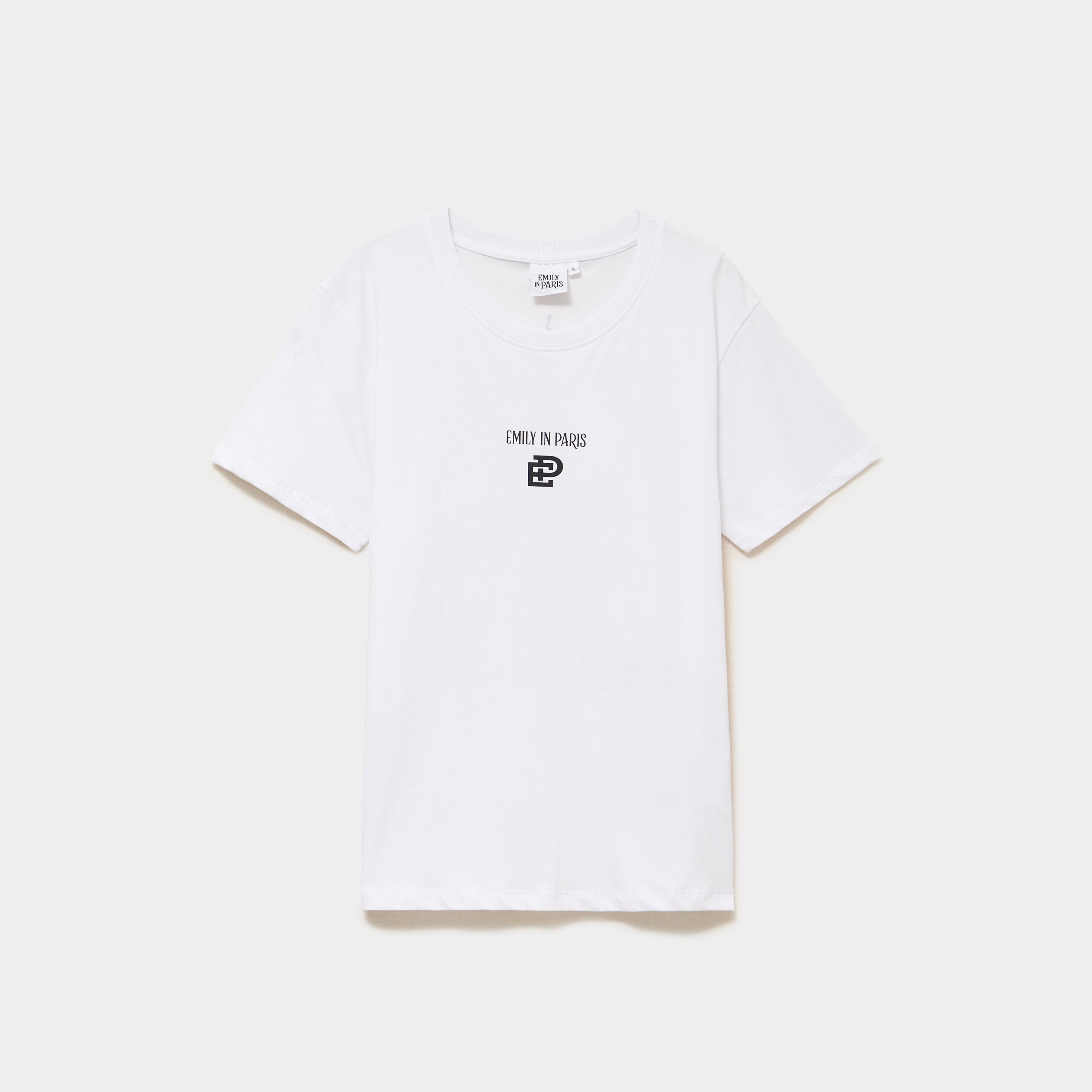 T-shirt col rond coton Emily in Paris blanc femme