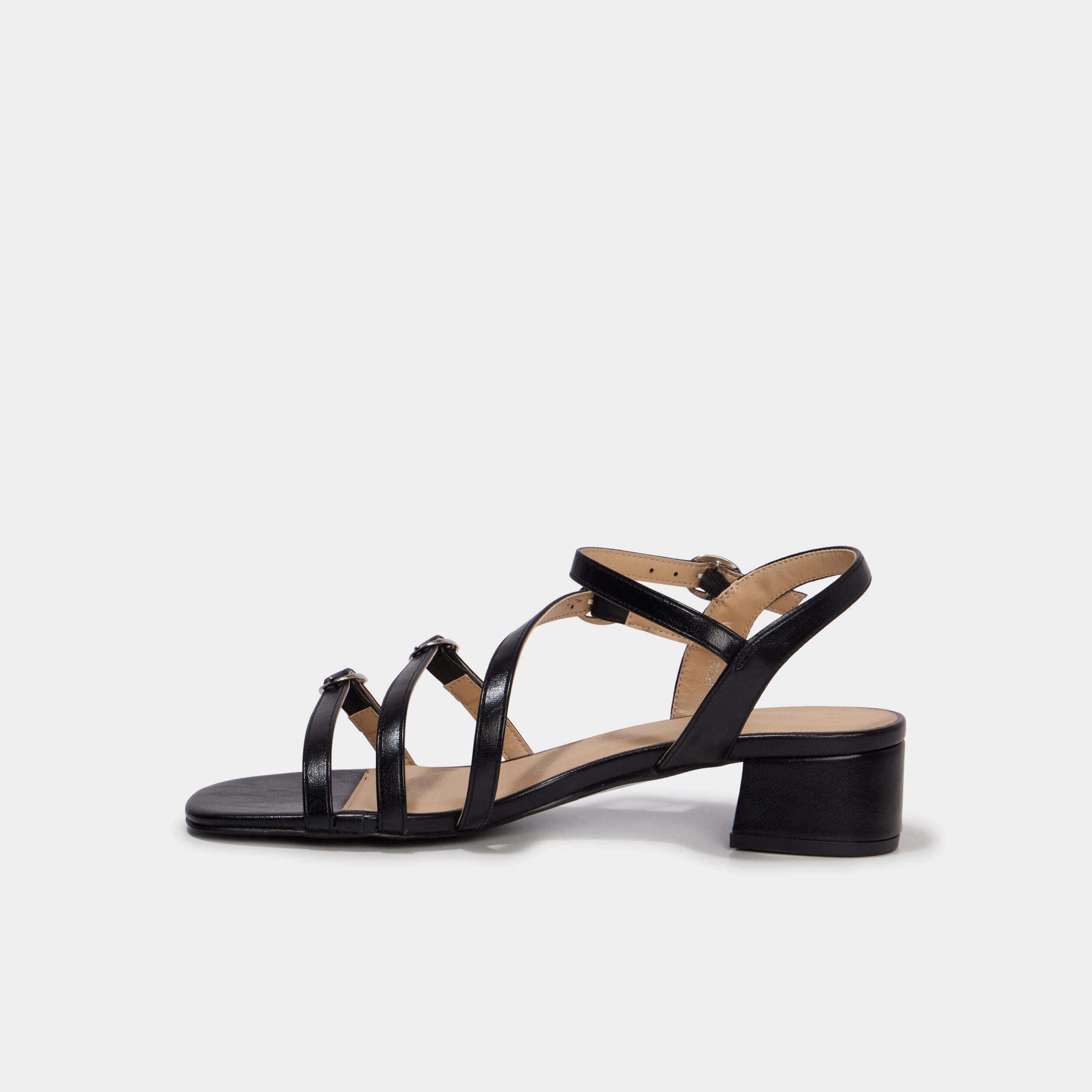 Sandales multibrides &agrave; talons noir femme