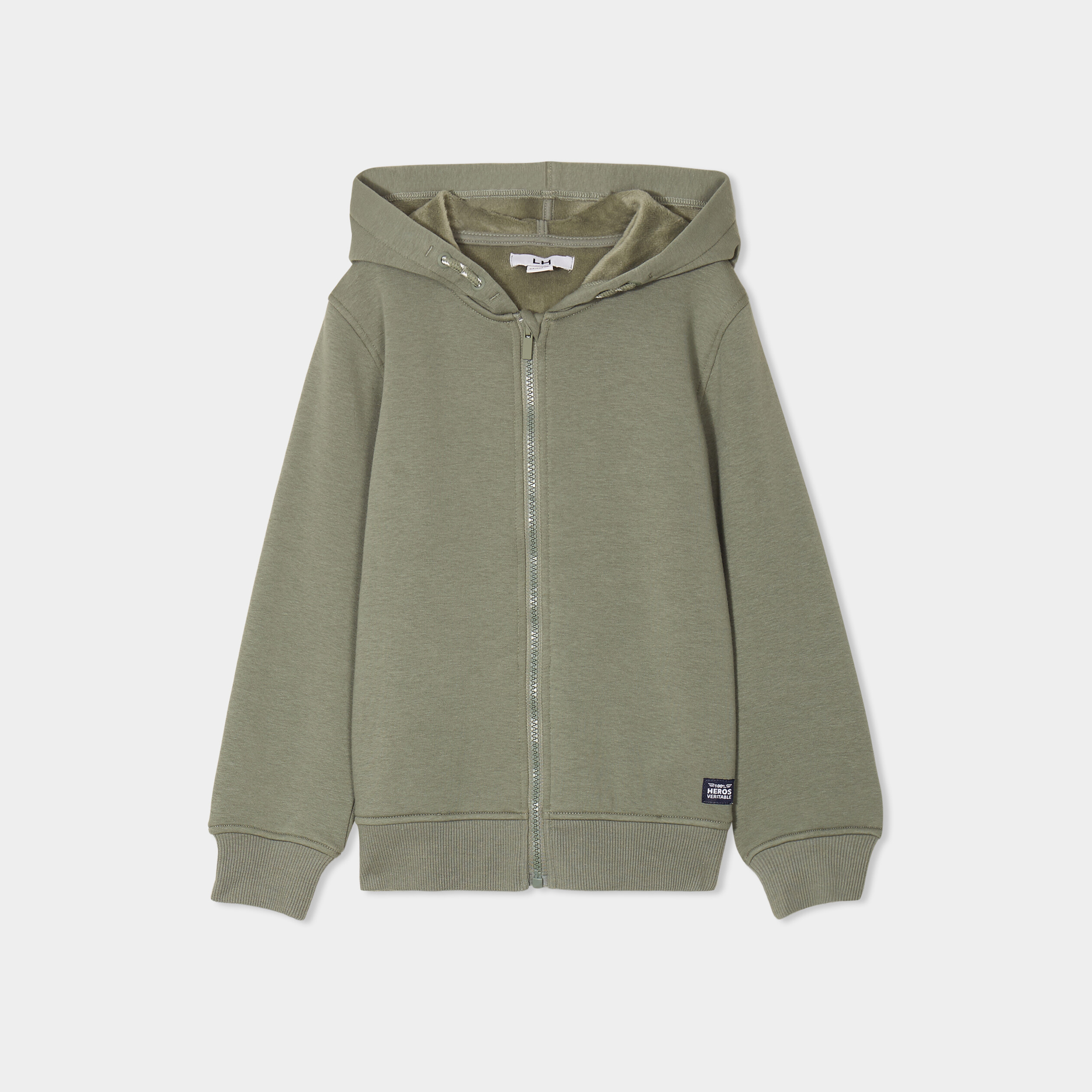 sweat zippe a capuche vert kaki garcon Sweat zippé à capuche vert kaki garçon