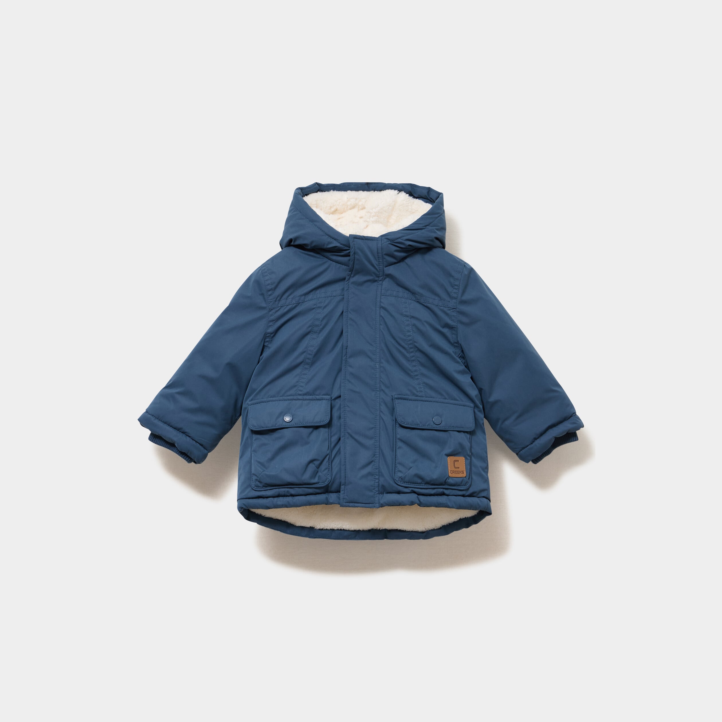 Parka &agrave; capuche doubl&eacute;e bleu gris b&eacute;b&eacute; gar&ccedil;on
