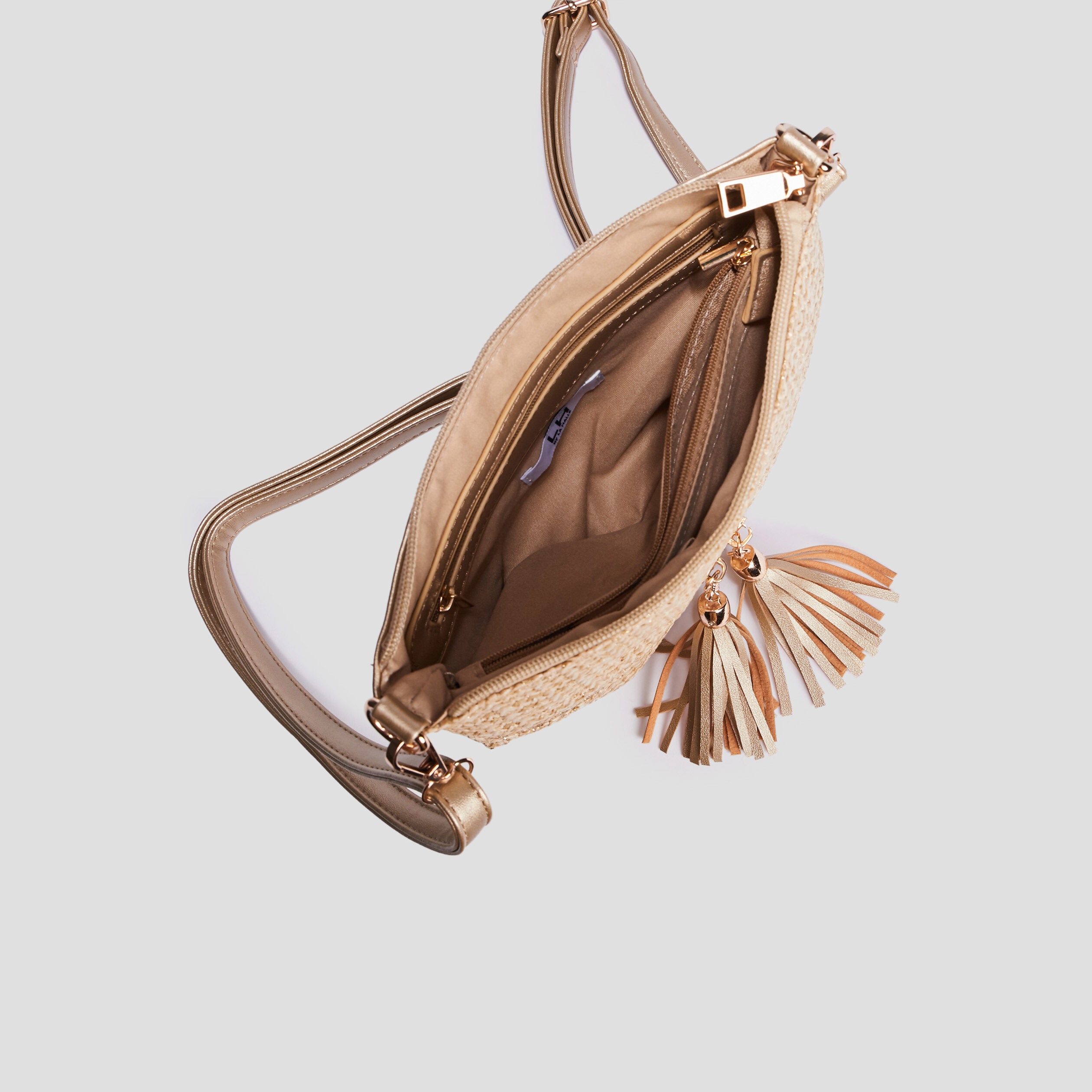Sac pochette a pampilles bandouliere sable femme La Halle