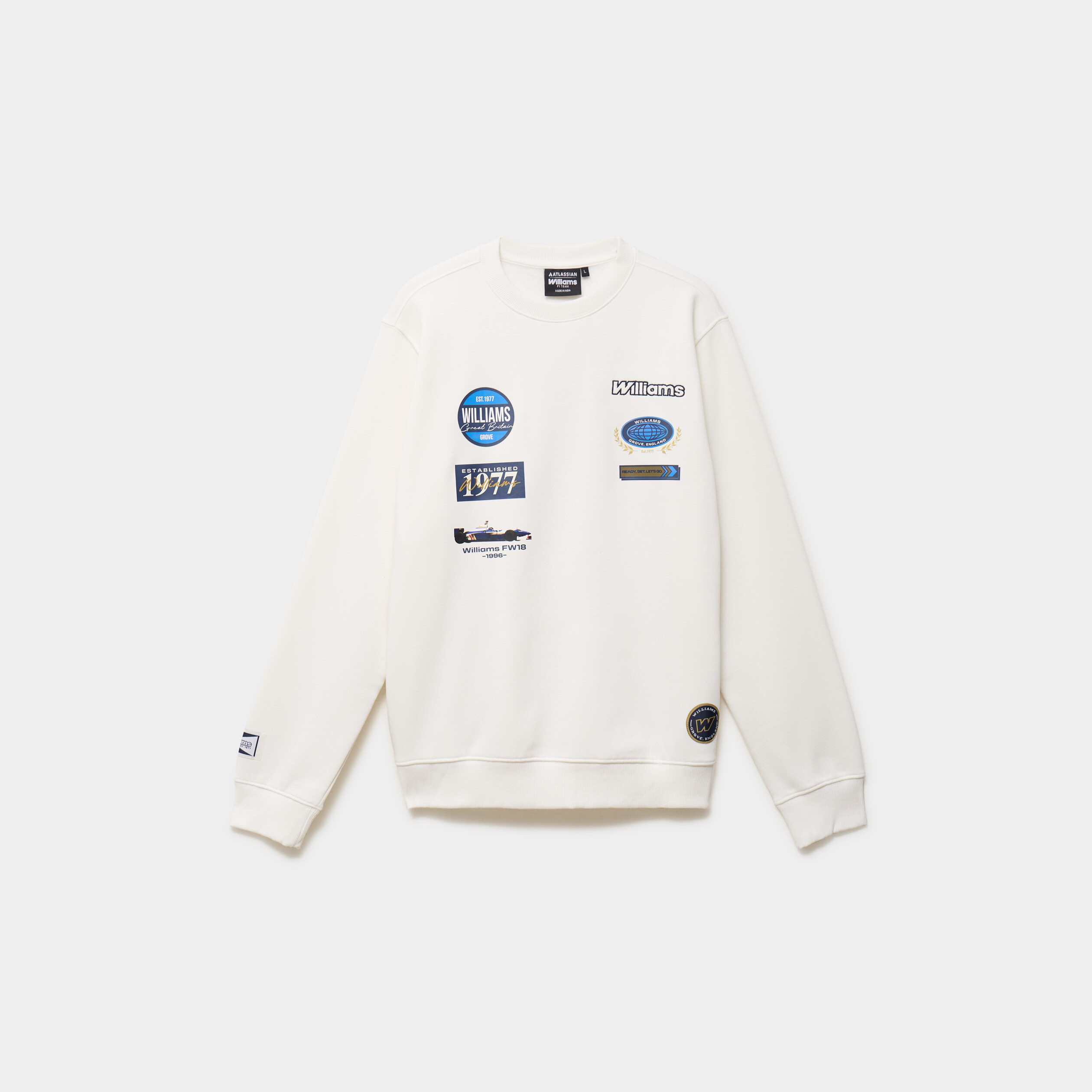 Sweat relax col rond Williams F1 blanc homme