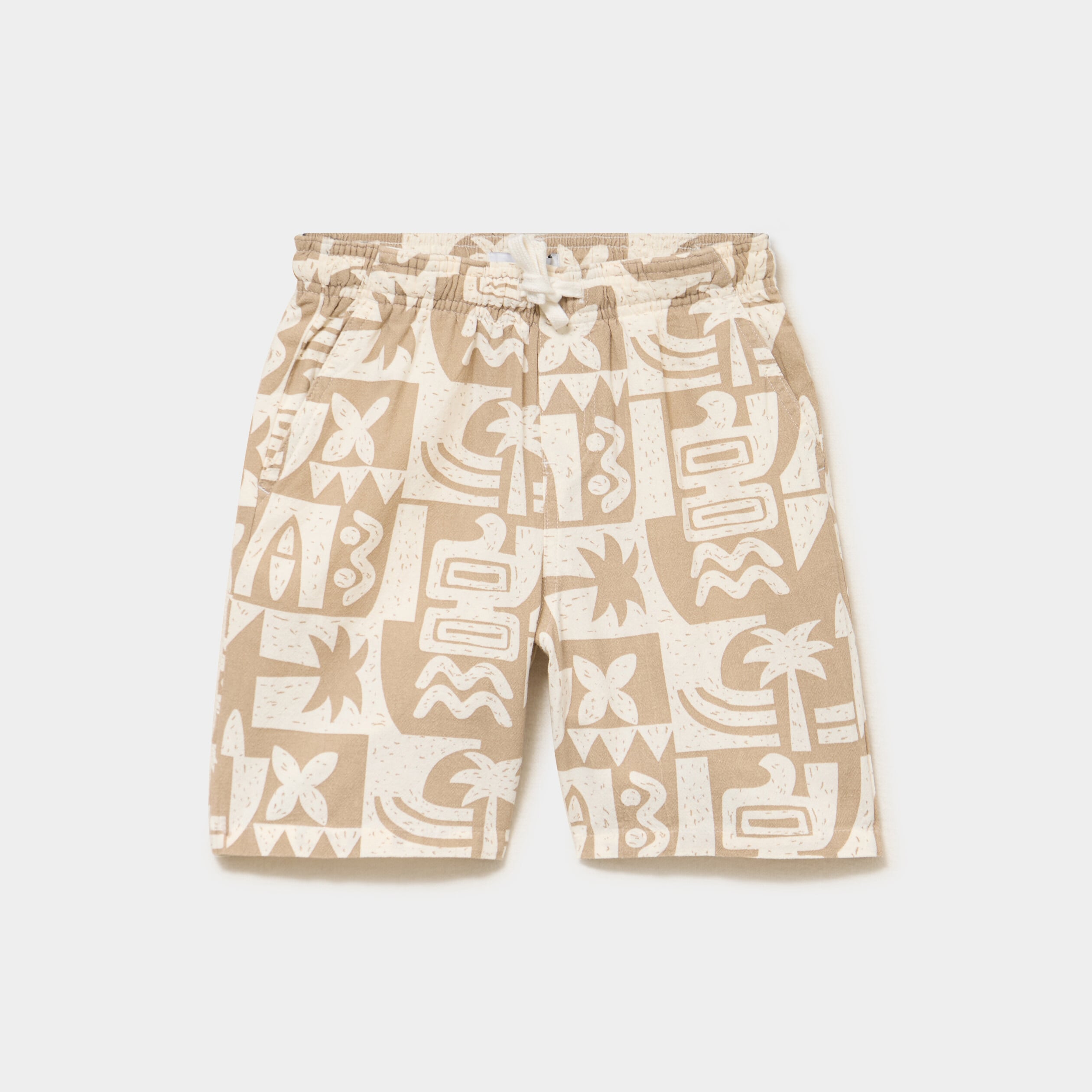 Bermuda droit taille &eacute;lastiqu&eacute;e coton sable gar&ccedil;on