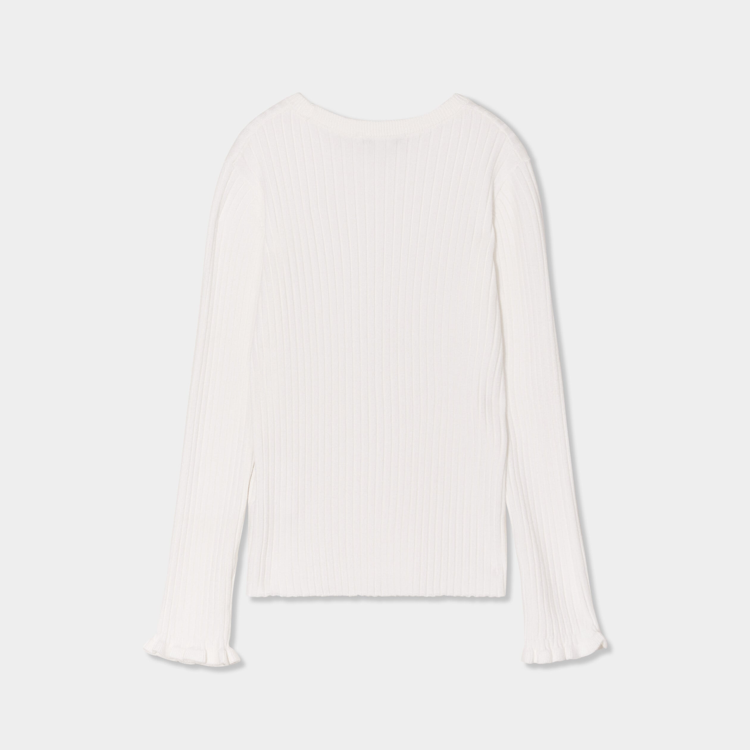Pull c&ocirc;tel&eacute; ajust&eacute; manches longues ivoire fille