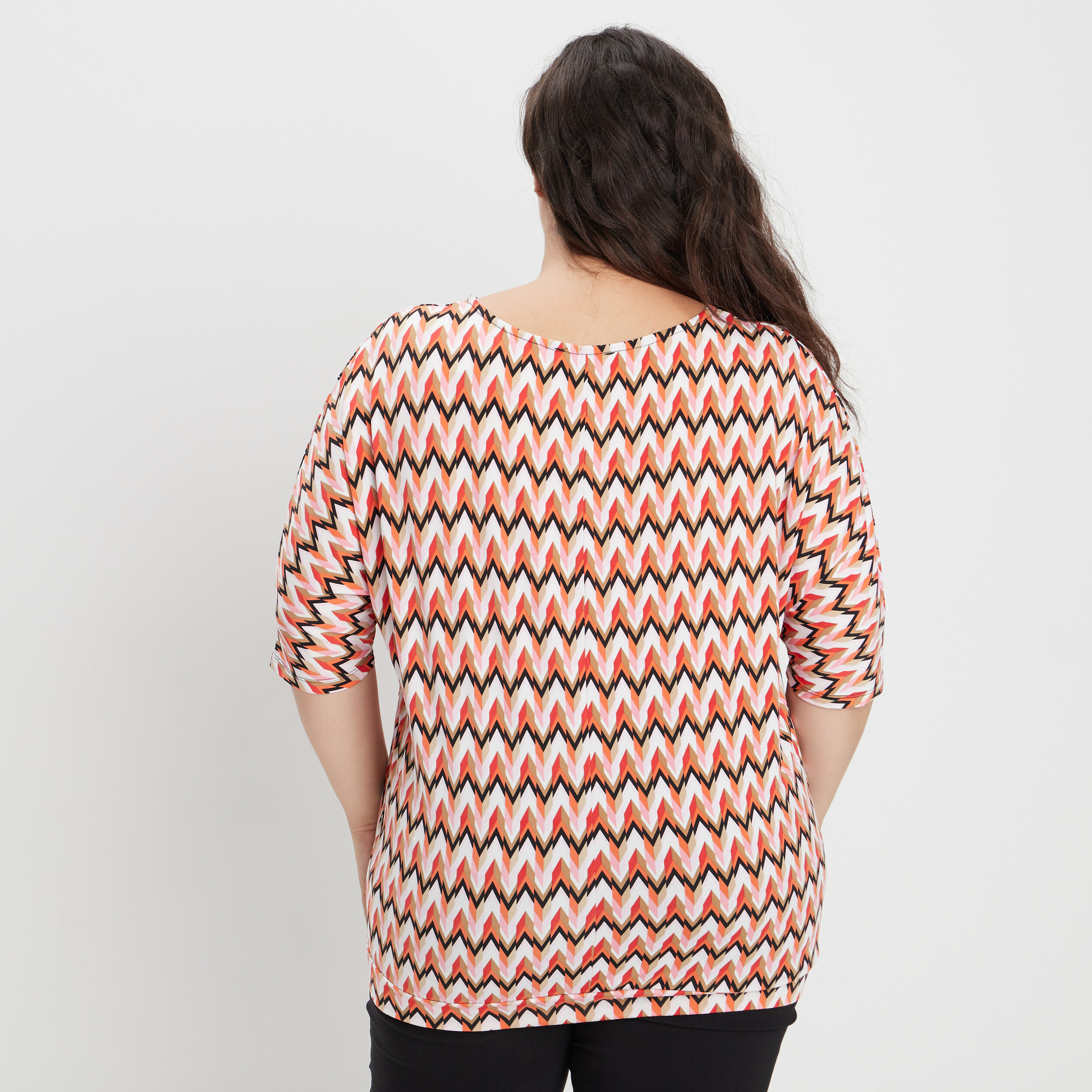 t shirt col v zippe ecru femmegt T-shirt col V zippé ecru femme grande taille