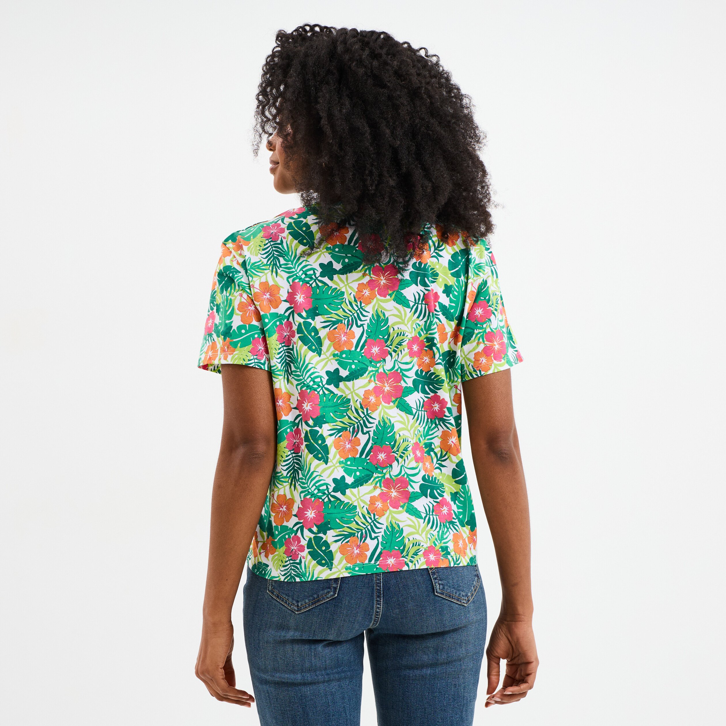 t shirt manches courtes coton stitch multicolore femme T-shirt manches courtes coton Stitch multicolore femme
