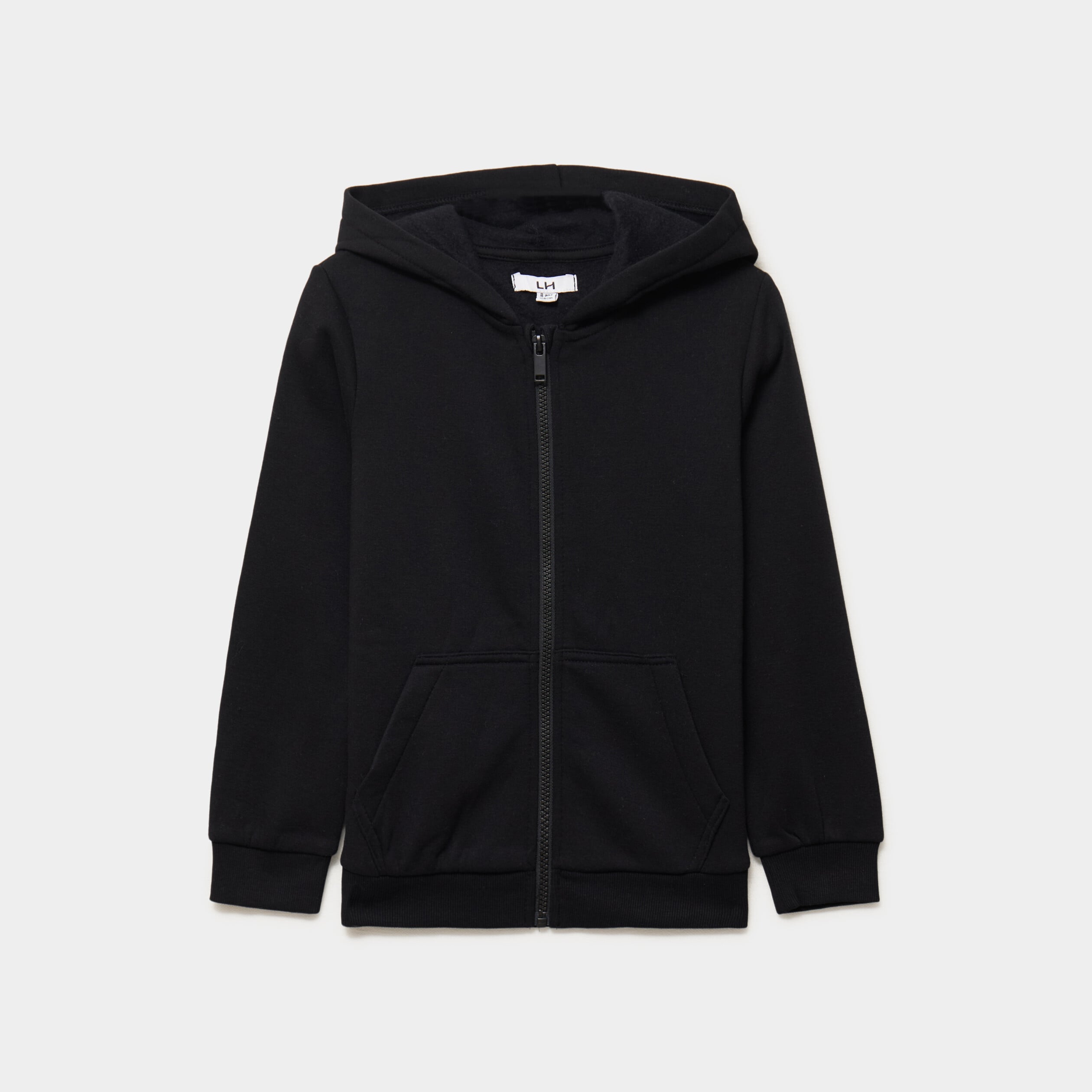 Sweat zipp&eacute; &agrave; capuche en molleton noir gar&ccedil;on