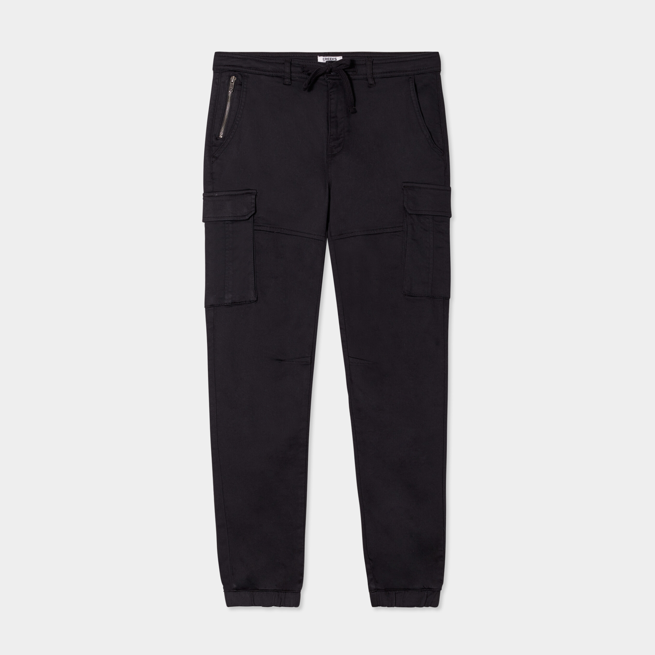 Pantalon cargo slim stretch noir homme