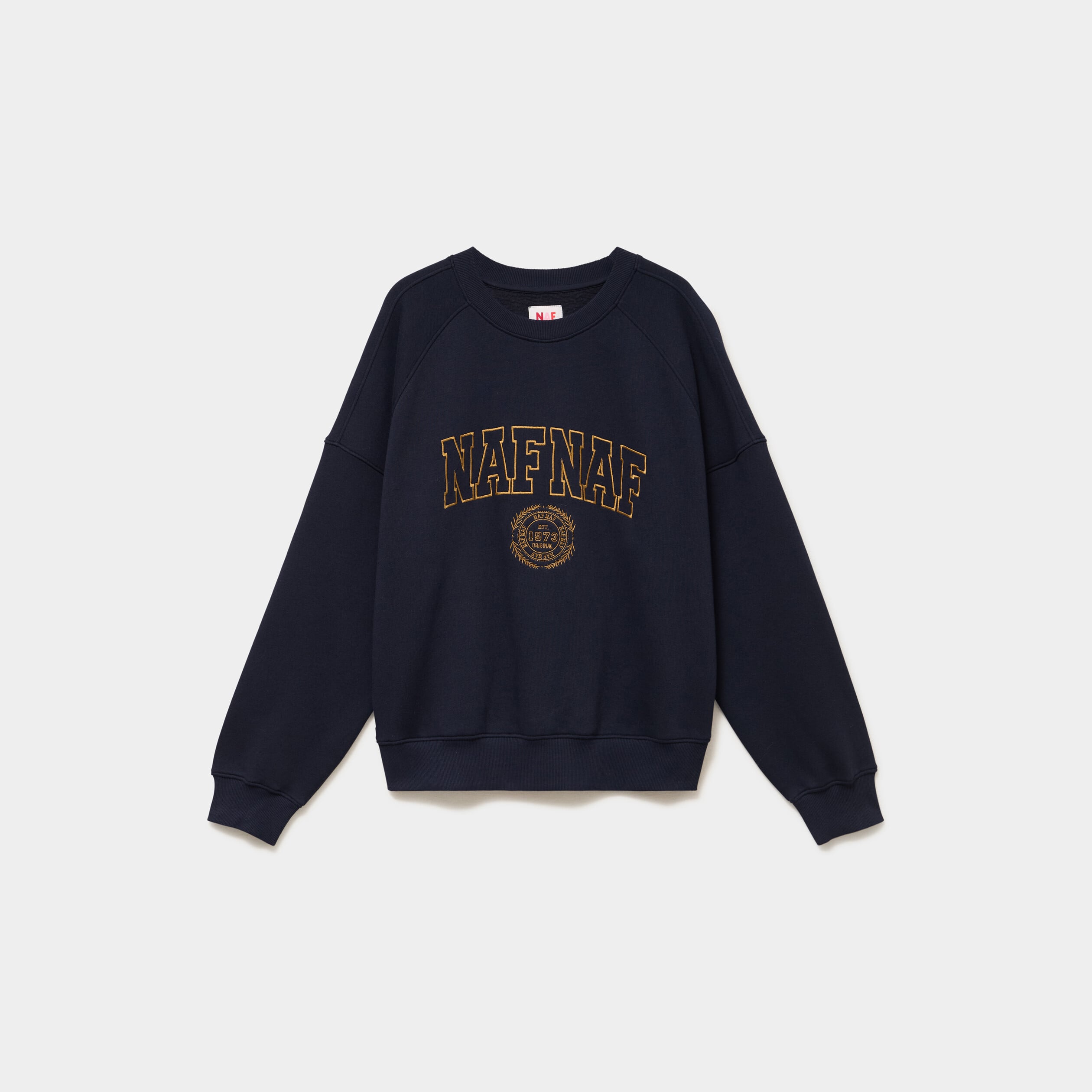 Sweat oversize logo NAF NAF brod&eacute; bleu fonc&eacute; femme