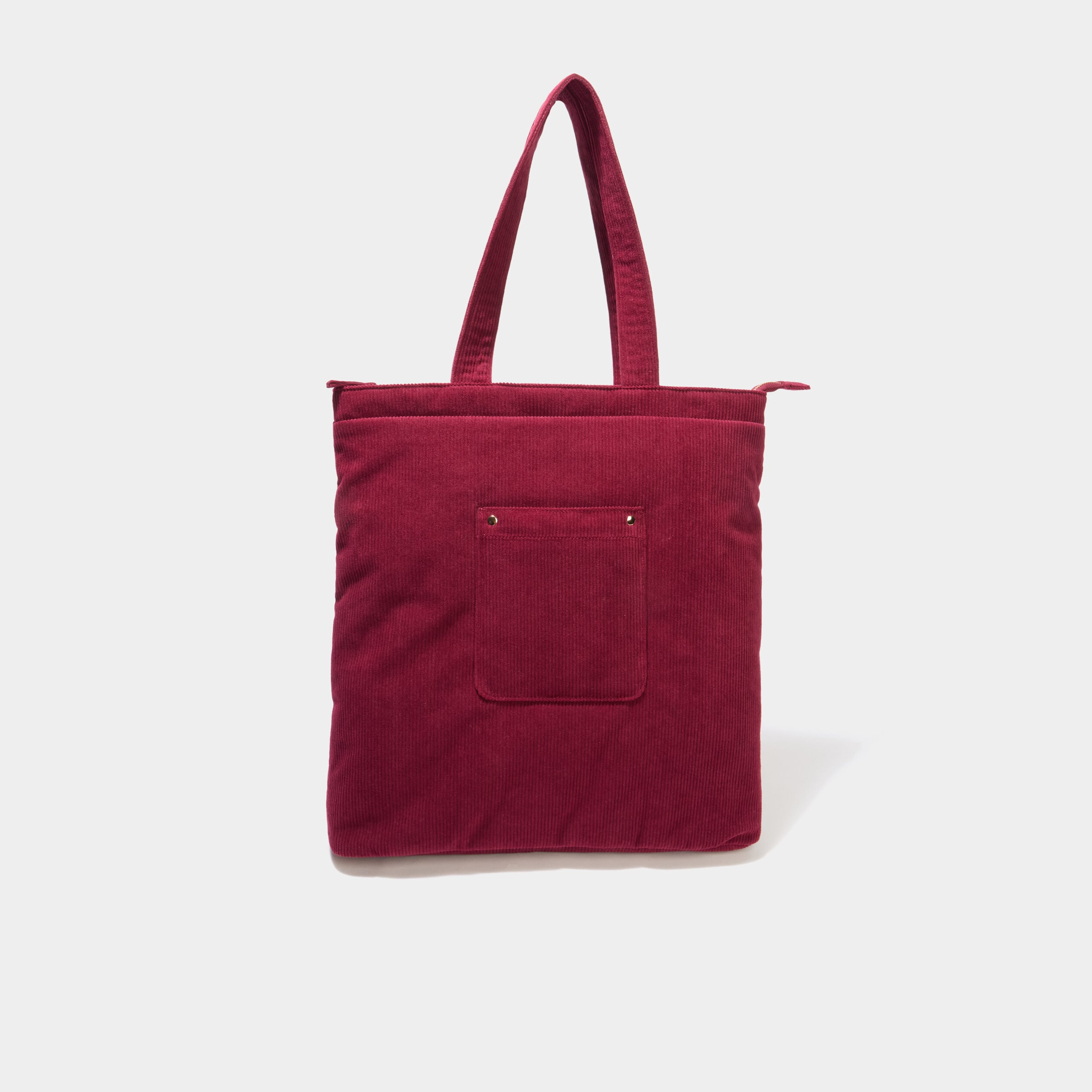 Sac tote bag zipp&eacute; effet velours bordeaux femme