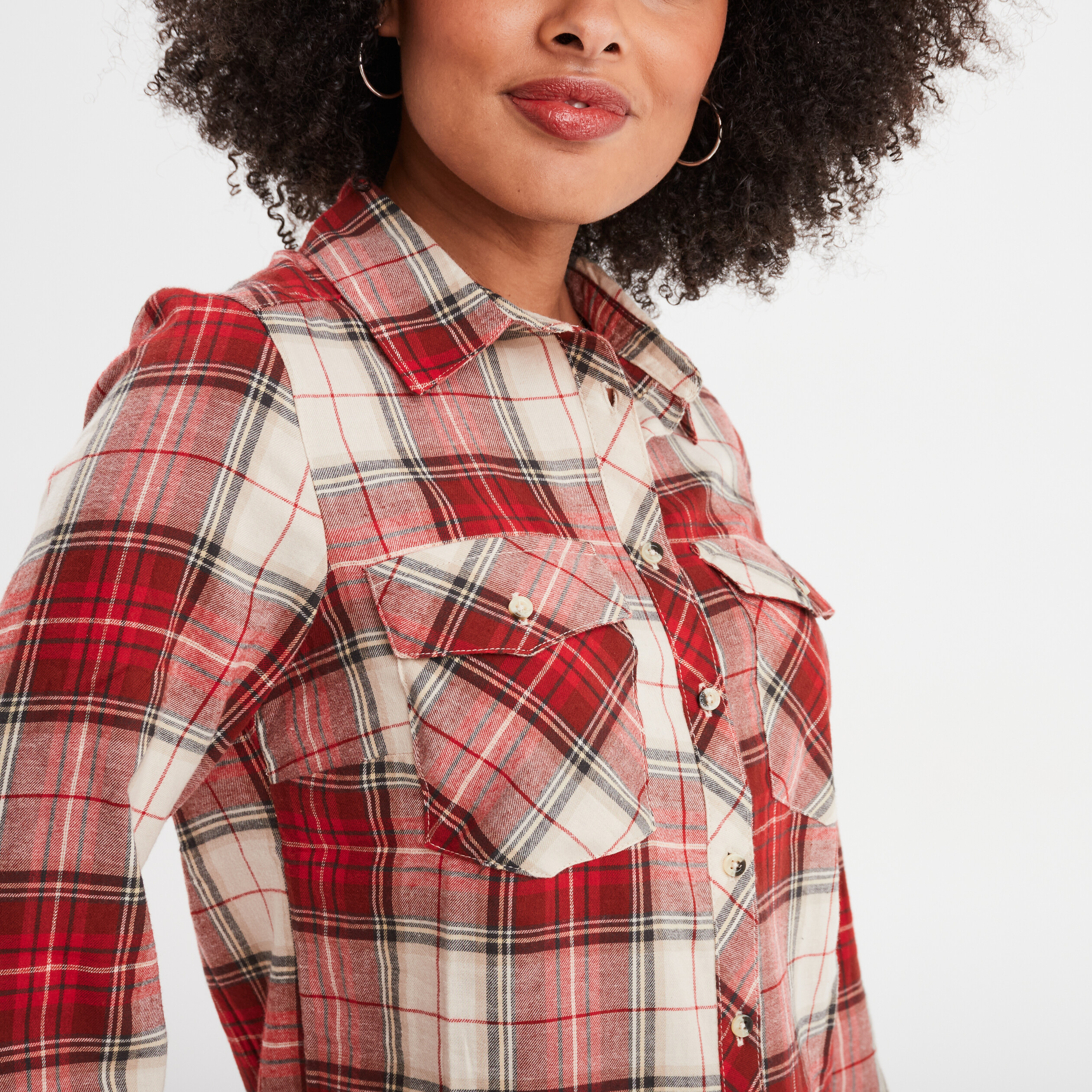 chemise manches retroussables poches rouge femme Chemise manches retroussables poches rouge femme