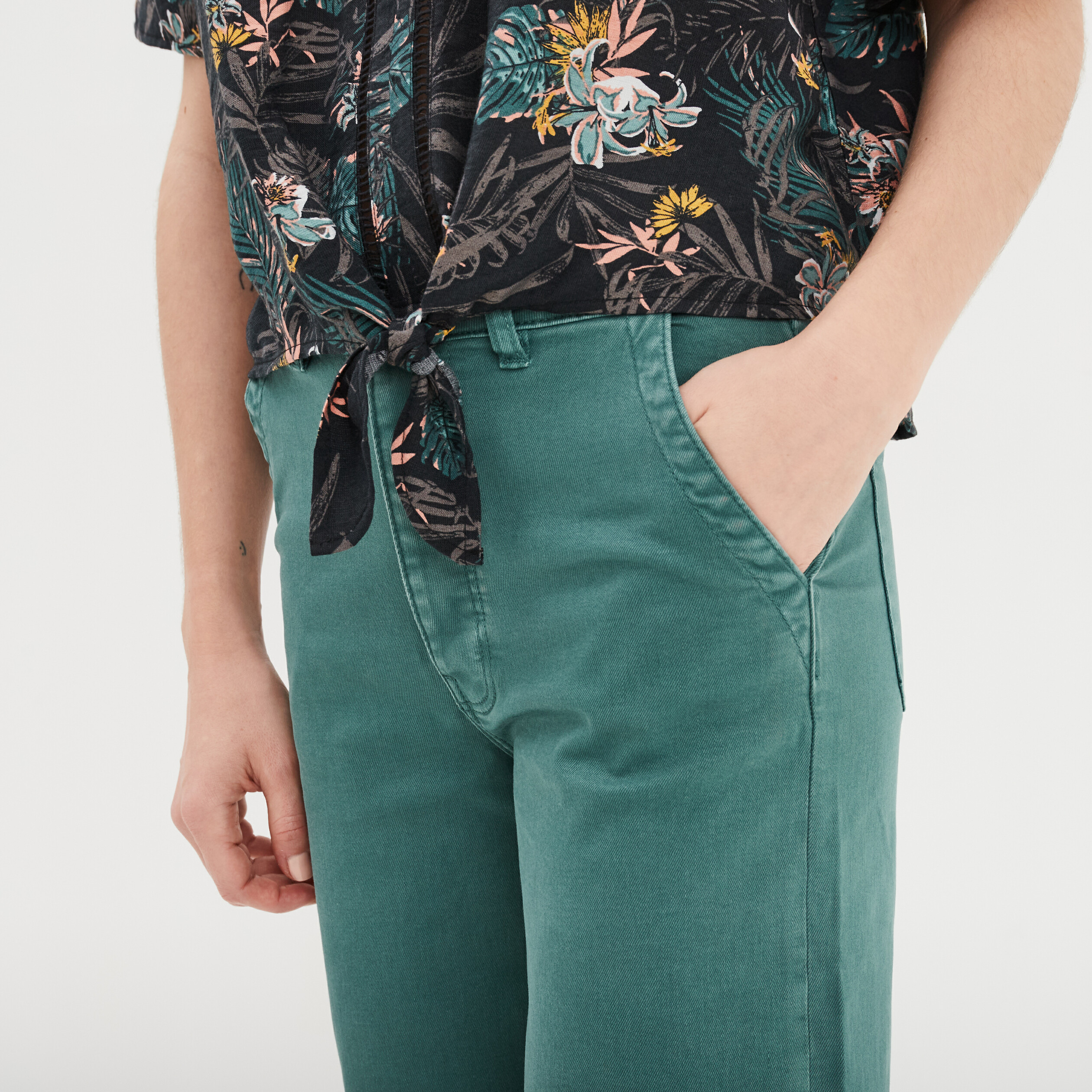 pantalon jambe large 78eme liberto vert fonce femme Pantalon jambe large 7/8ème Liberto vert foncé femme