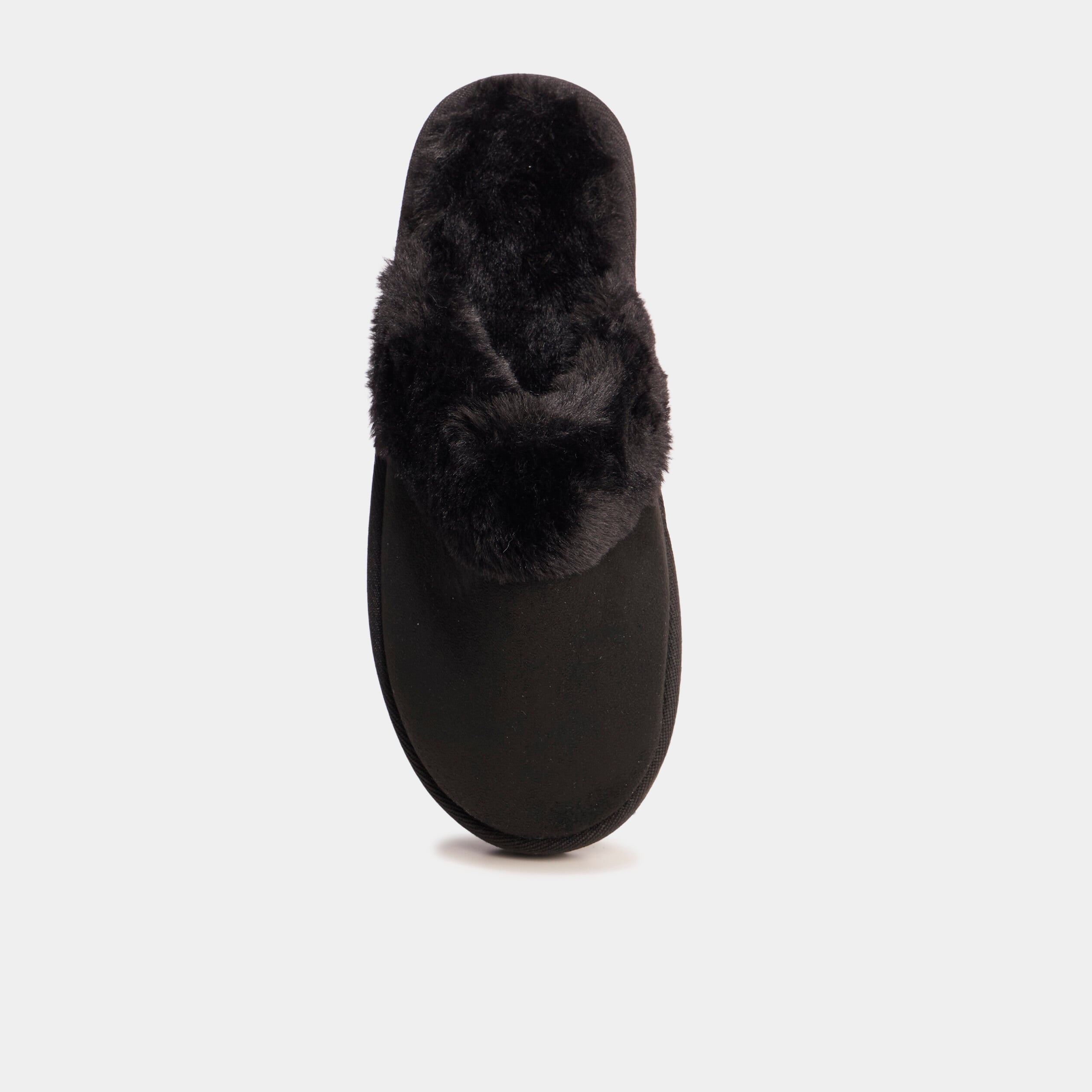 Chaussons mules fourr&eacute;s noir femme
