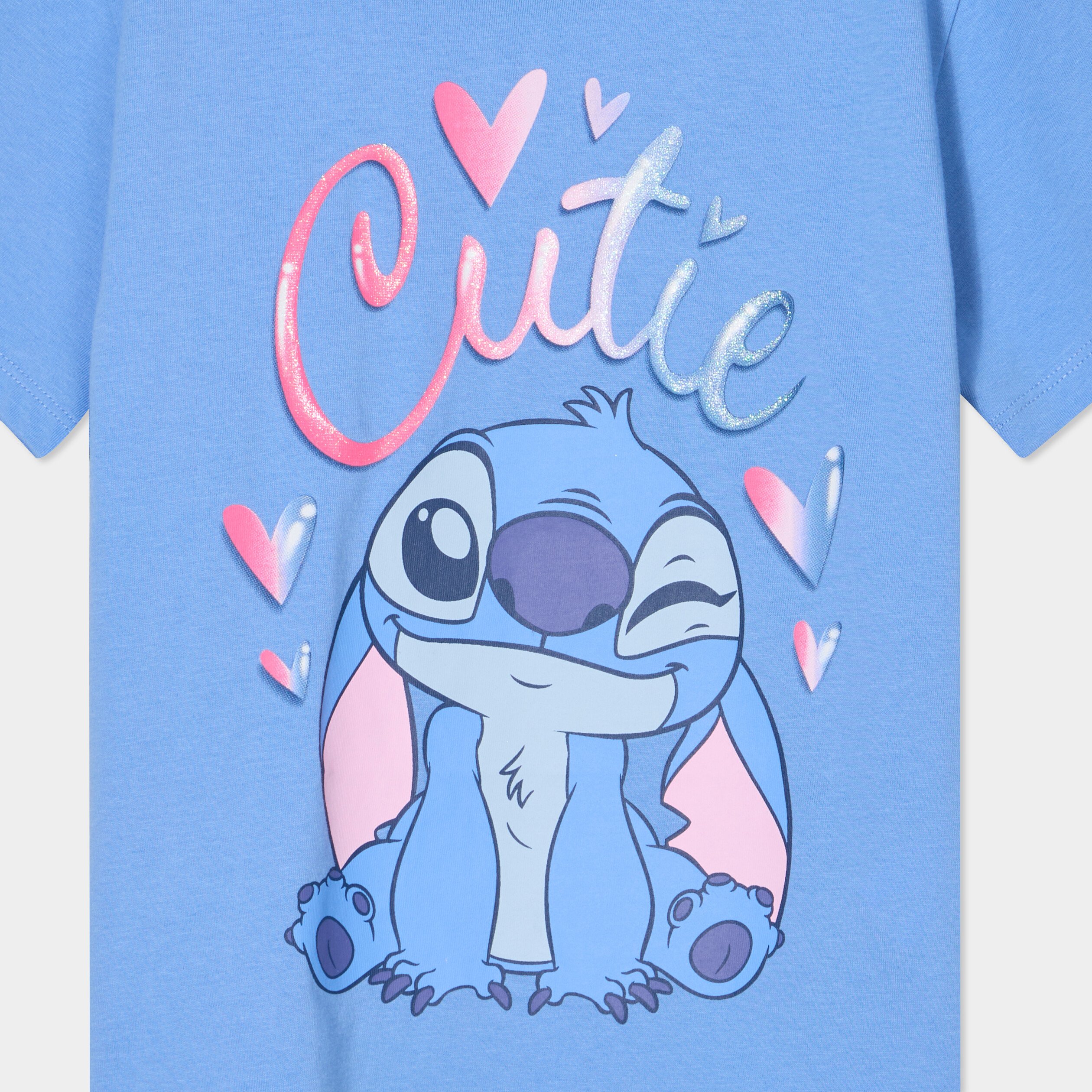 t shirt manches courtes coton stitch bleu fille T-shirt manches courtes coton Stitch bleu fille