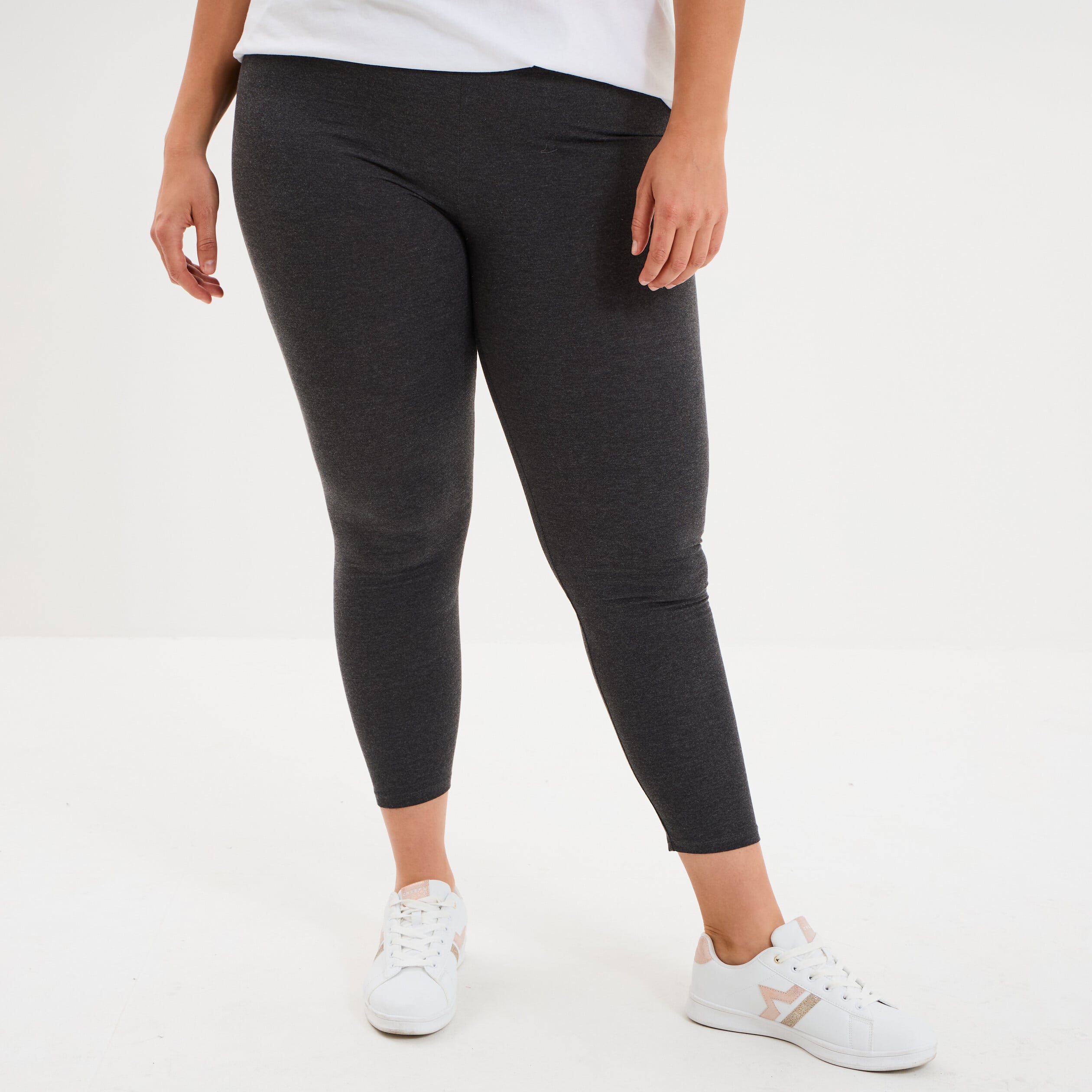 Legging avec taille &eacute;lastiqu&eacute;e gris fonc&eacute; femme grande taille