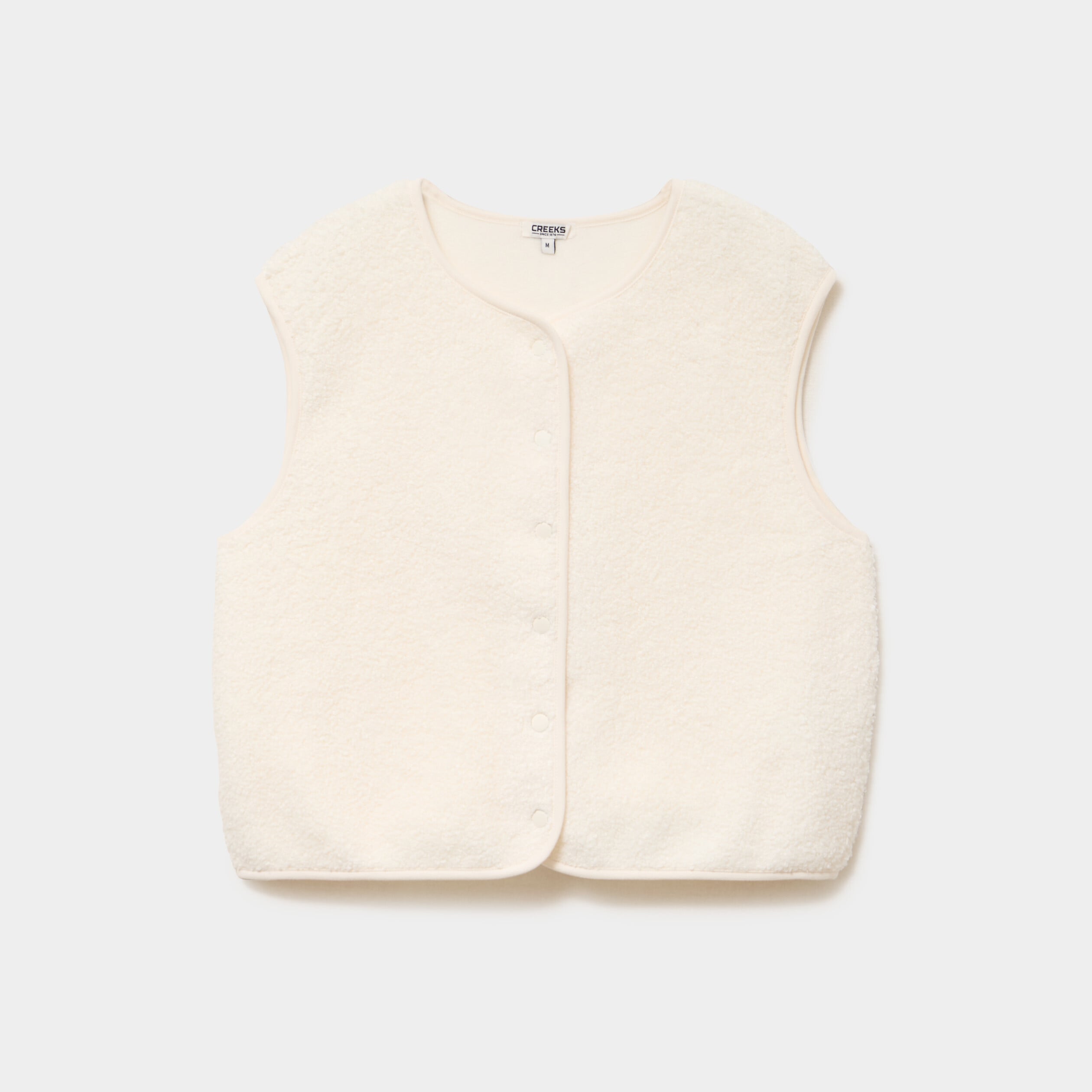 Veste sans manches effet polaire ecru femme