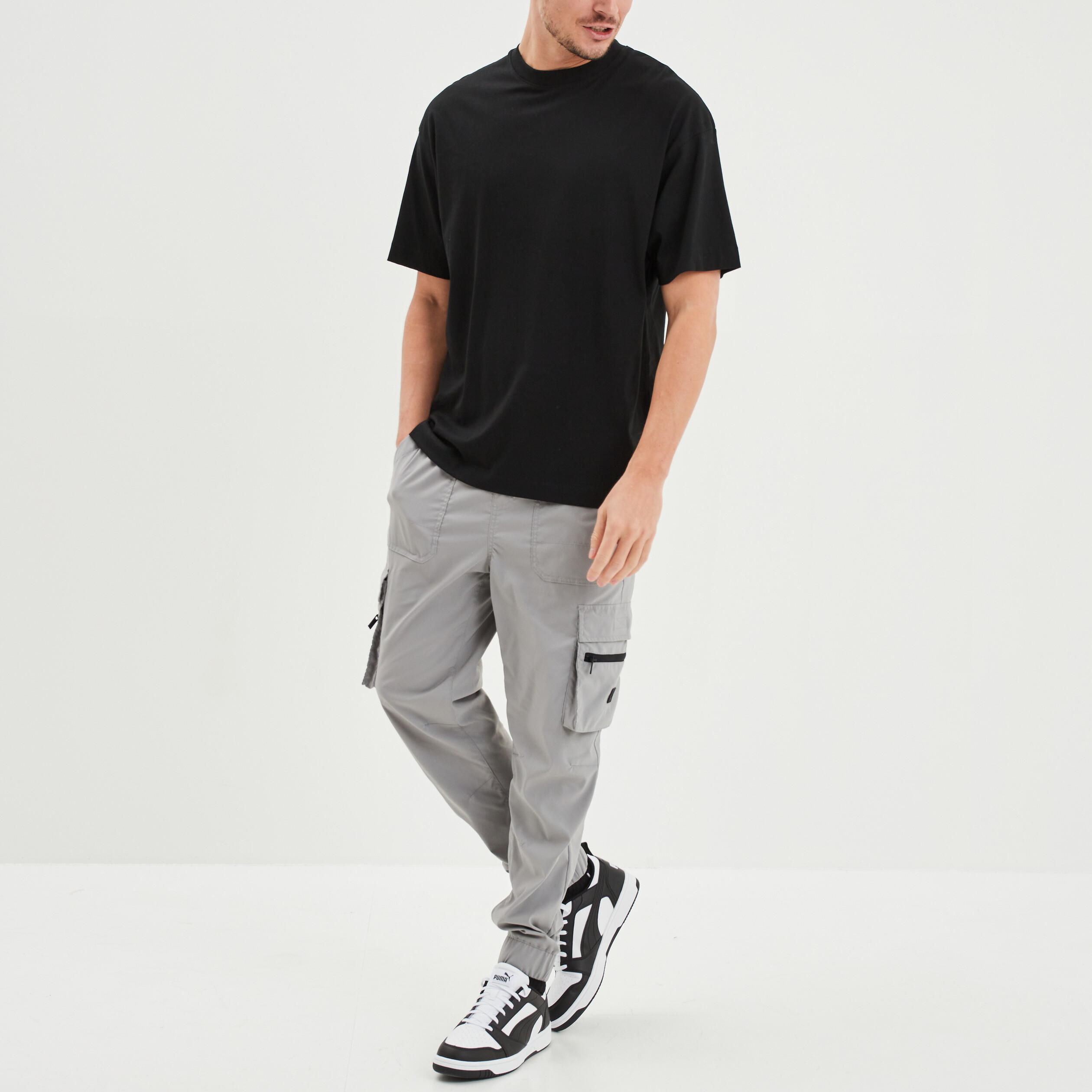 Pantalon cargo avec boucle gris homme