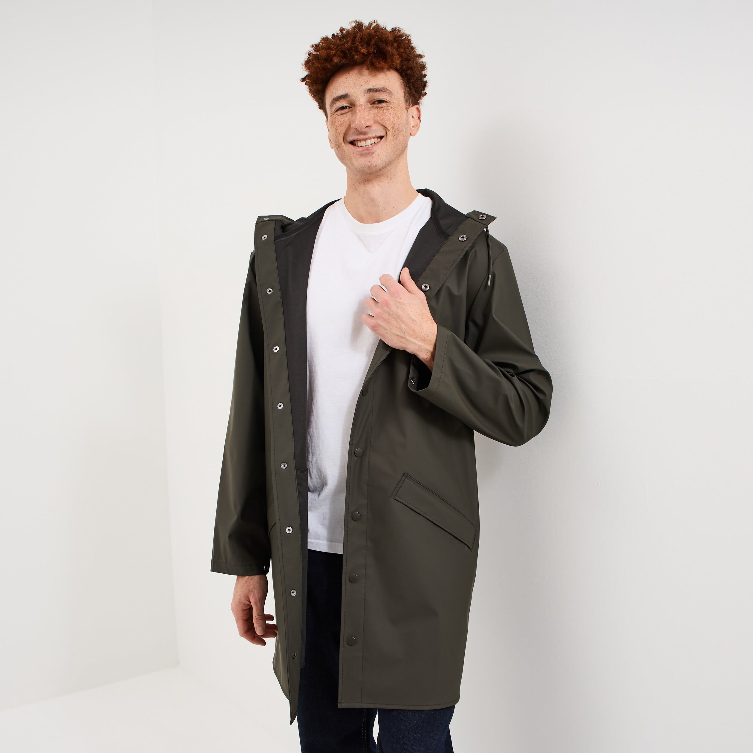 Parka imperm&eacute;able coupe-vent &agrave; capuche vert kaki homme