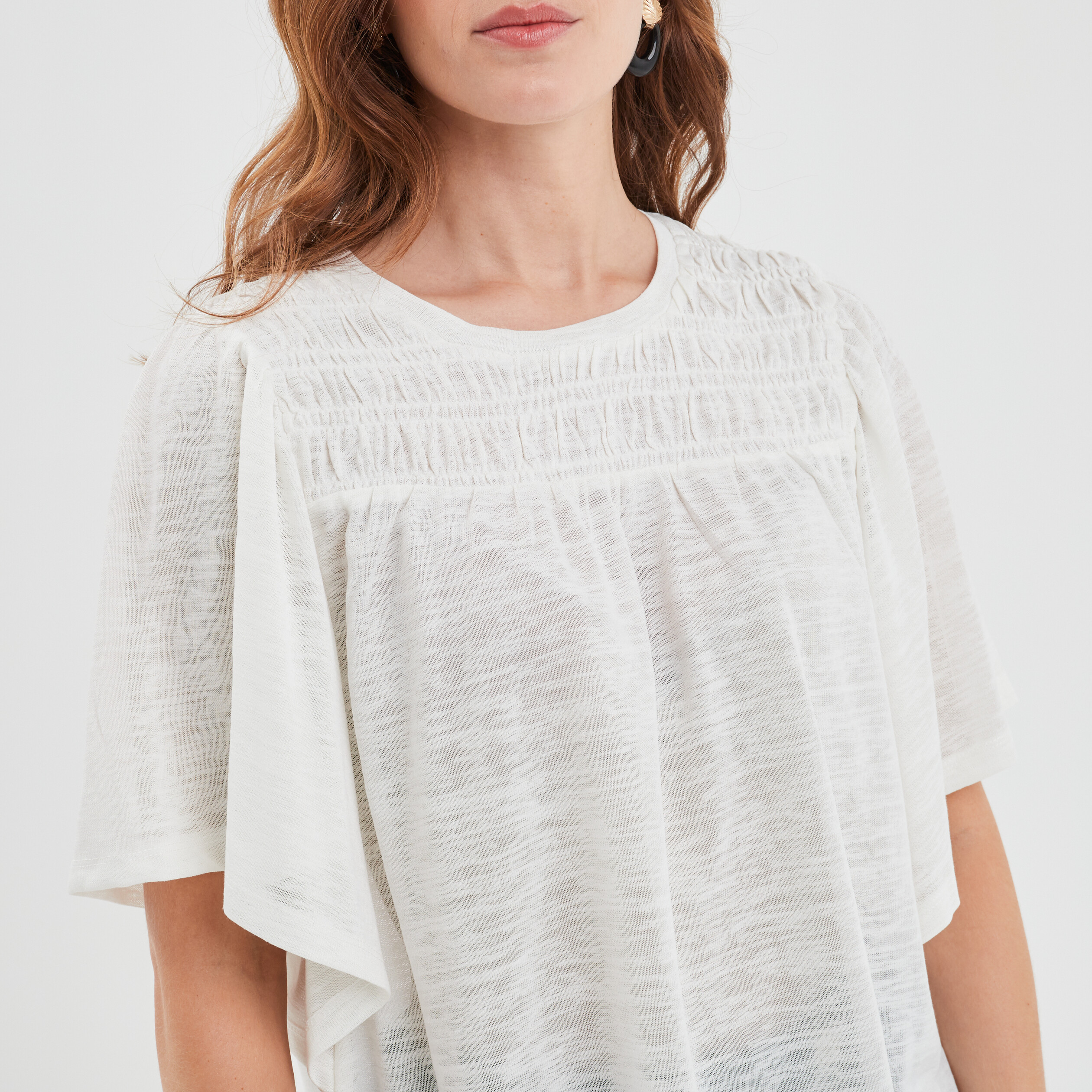 t shirt manches courtes volantees creeks blanc femme T-shirt manches courtes volantées Creeks blanc femme