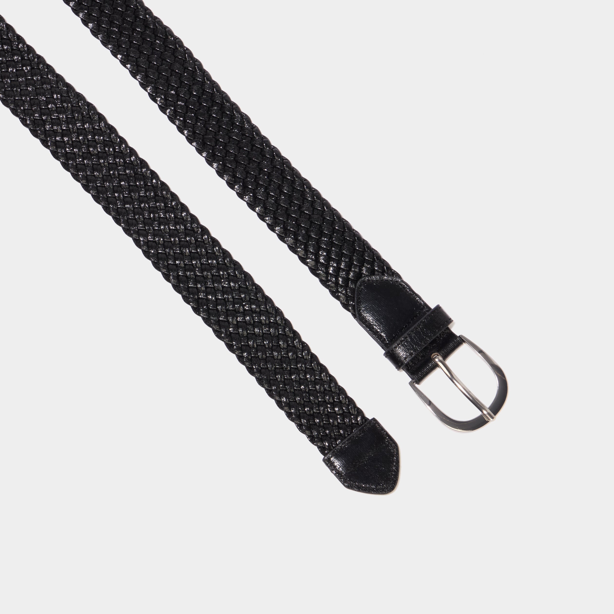 Ceinture tress&eacute;e m&eacute;tallis&eacute;e noir femme