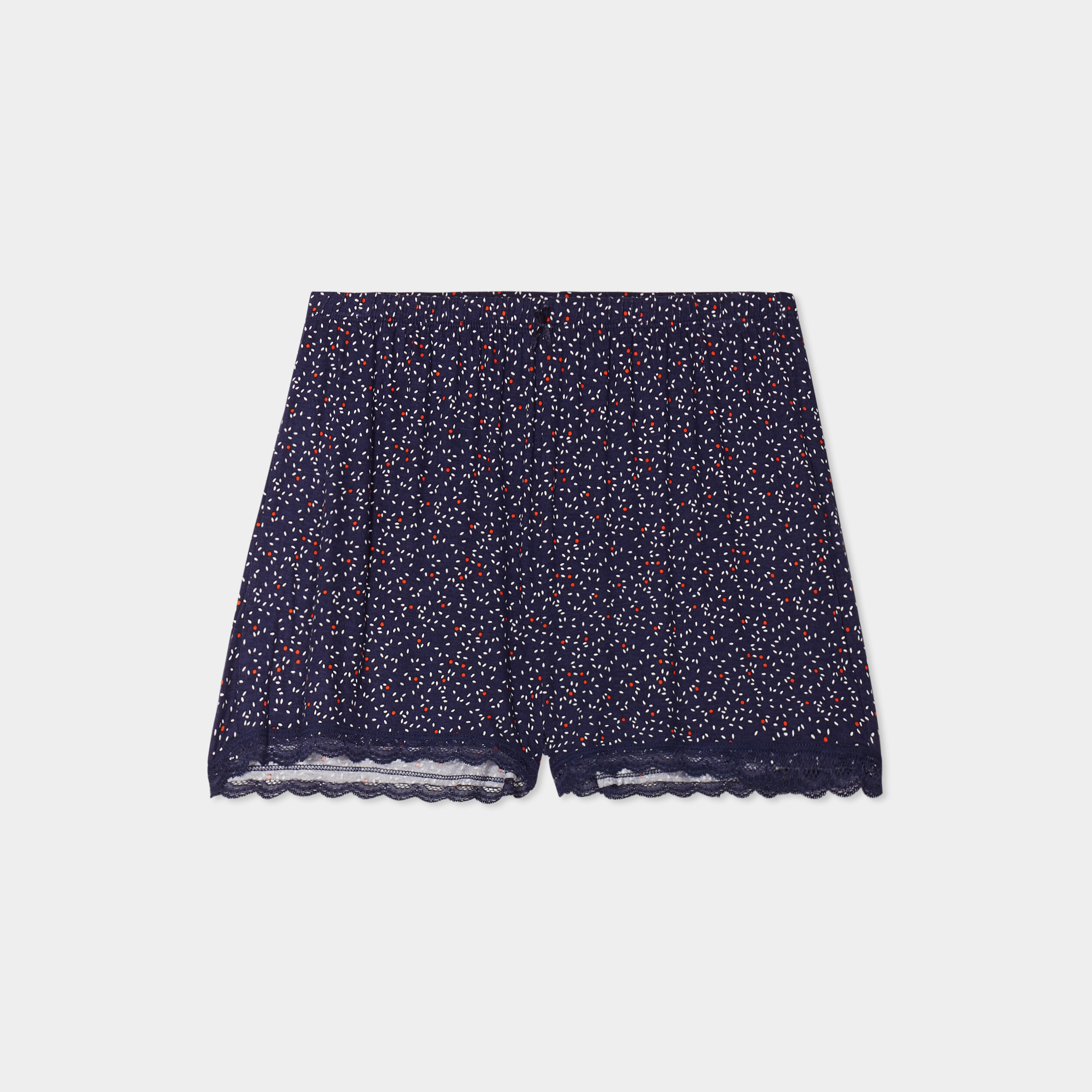 bas de pyjama short details dentelle bleu marine femme Bas de pyjama short détails dentelle bleu marine femme