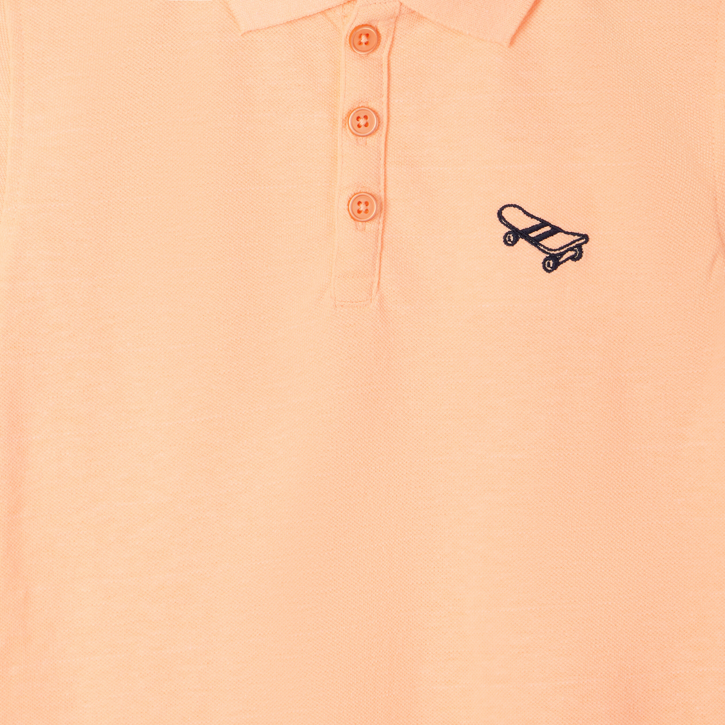 Polo manches courtes &agrave; d&eacute;tail brod&eacute; orange fluo gar&ccedil;on