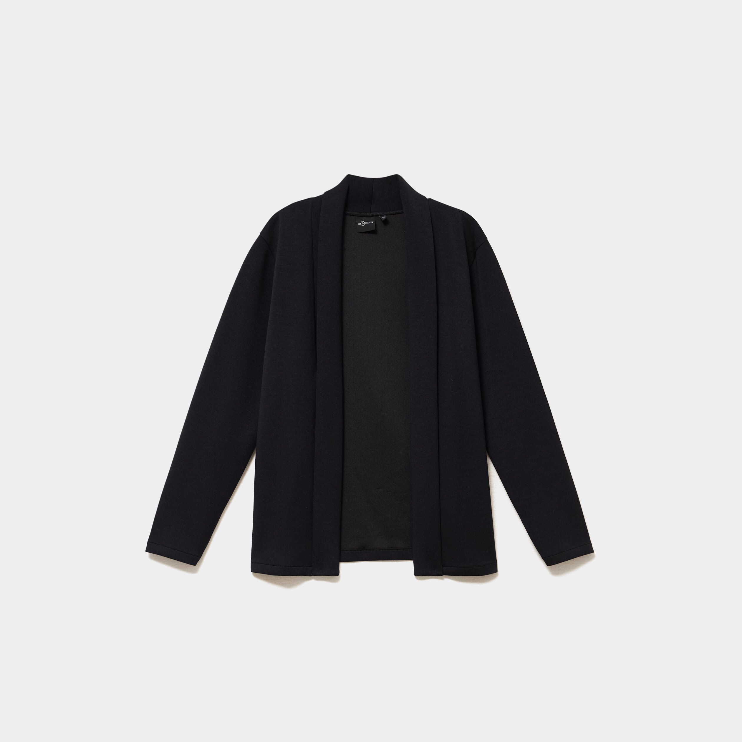 Blazer court col ch&acirc;le manches longues noir femme