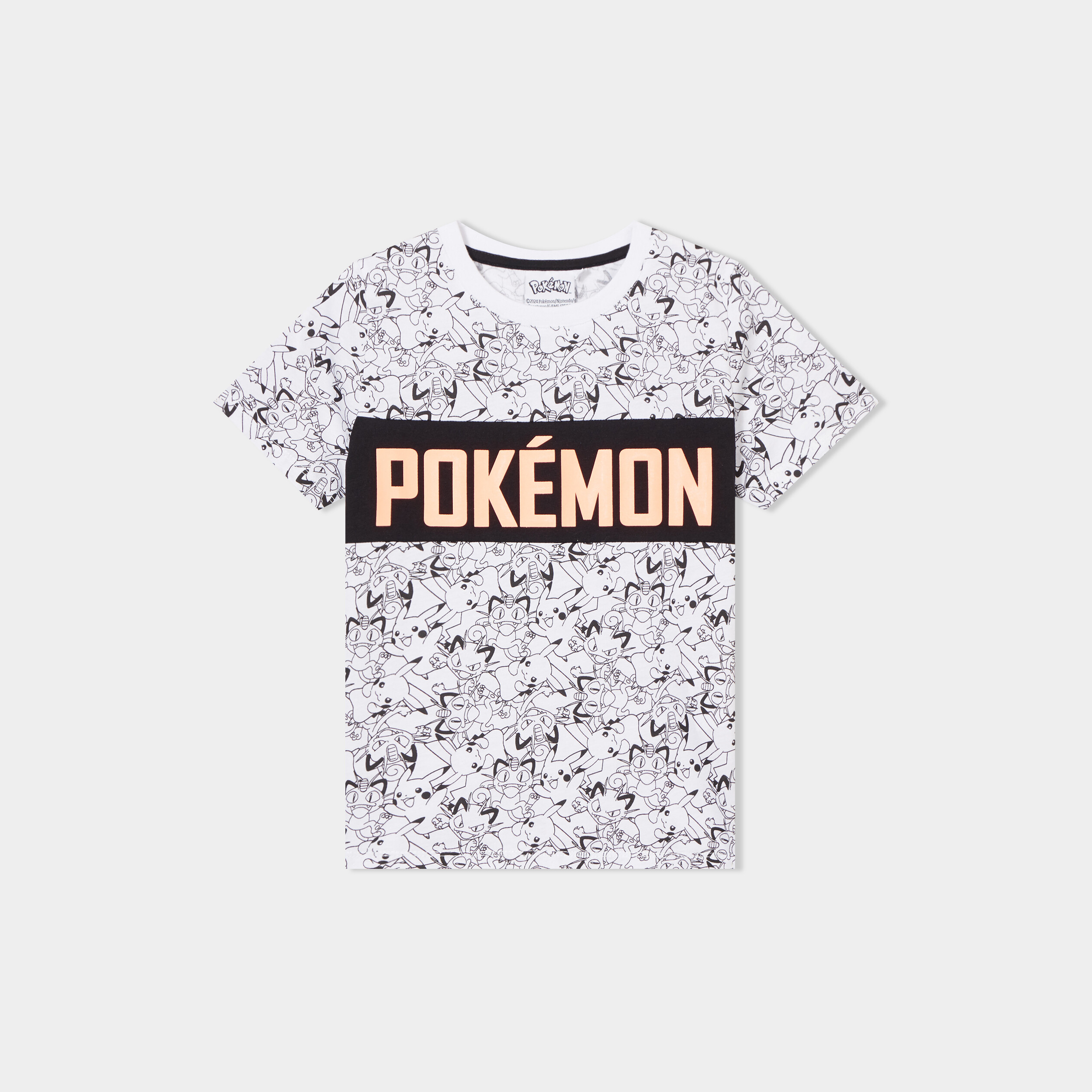 t shirt manches courtes coton pokemon blanc garcon T-shirt manches courtes coton Pokémon blanc garçon