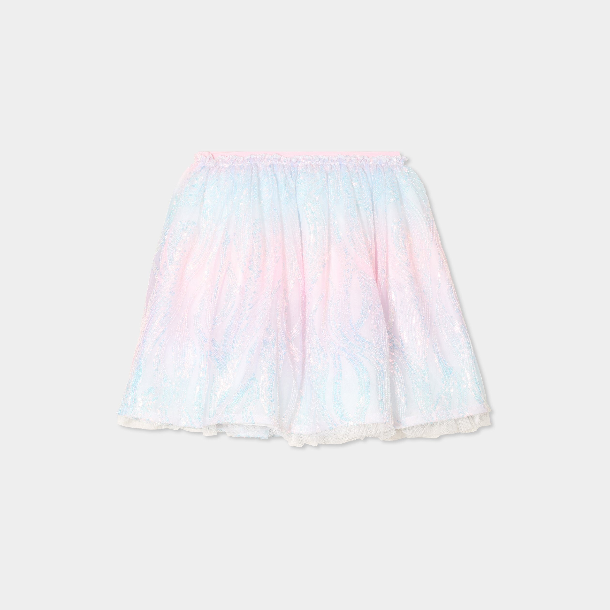 Jupe courte résille à sequins multicolore fille