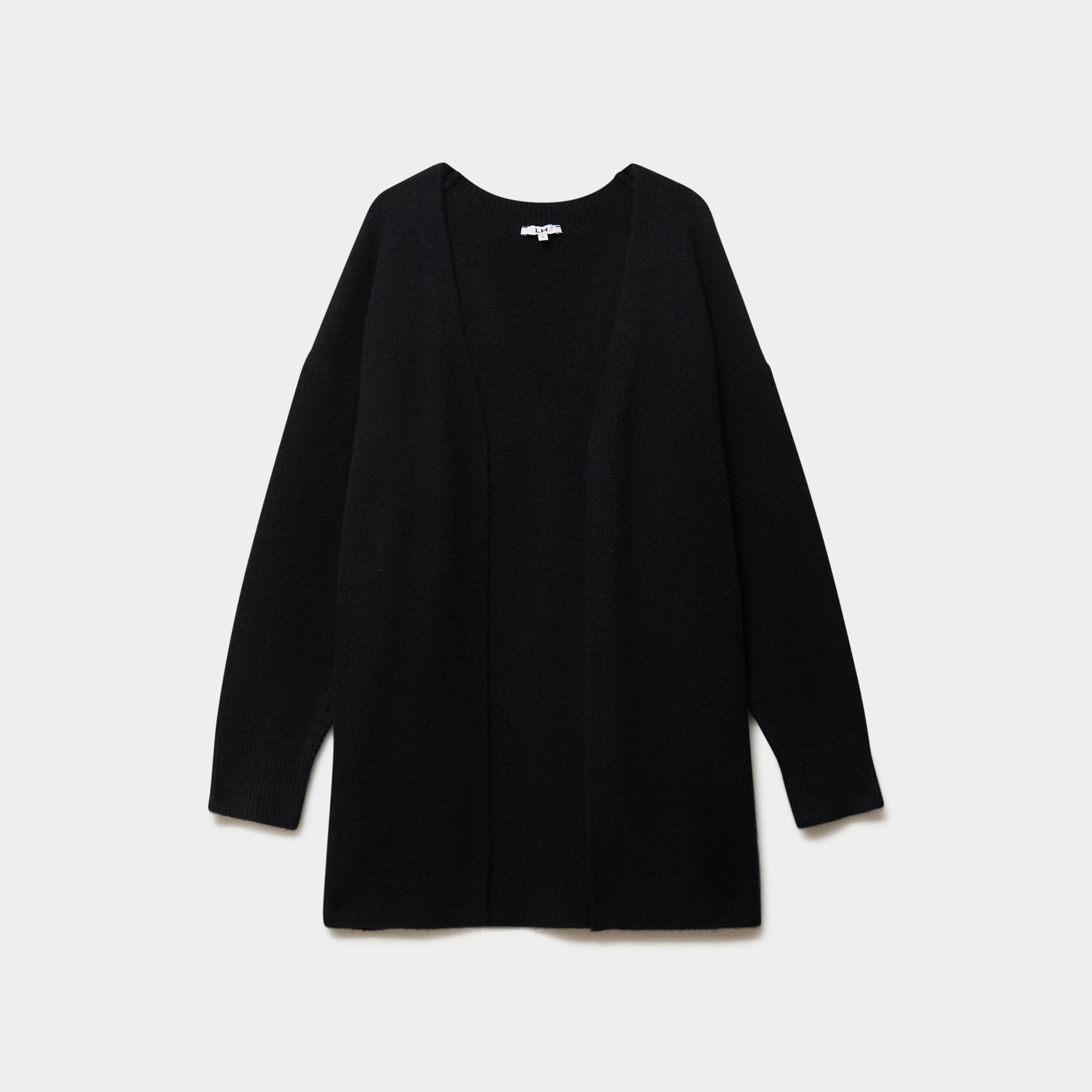 Gilet long ample manches longues noir femme