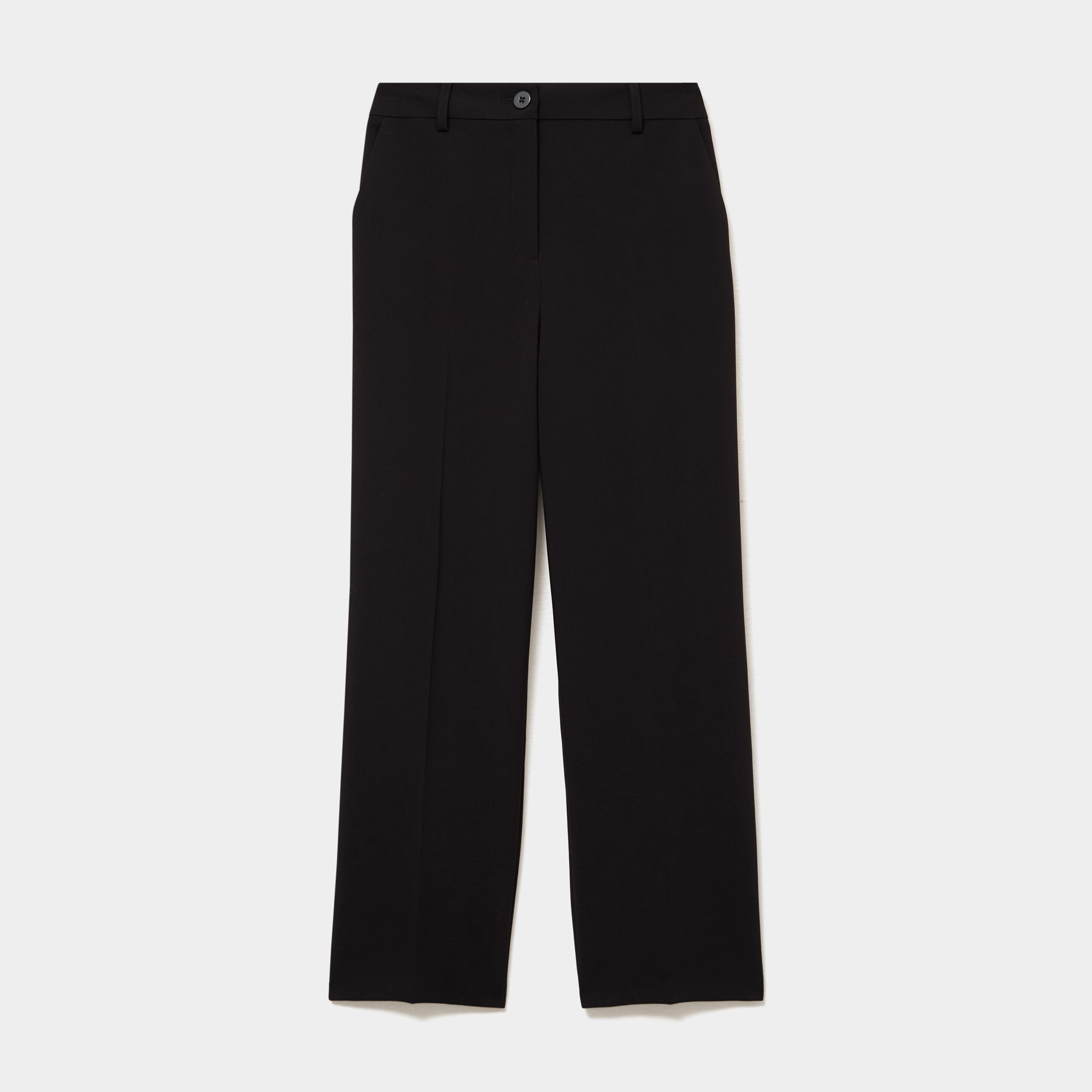 Pantalon droit effet cr&ecirc;pe &agrave; pinces noir femme