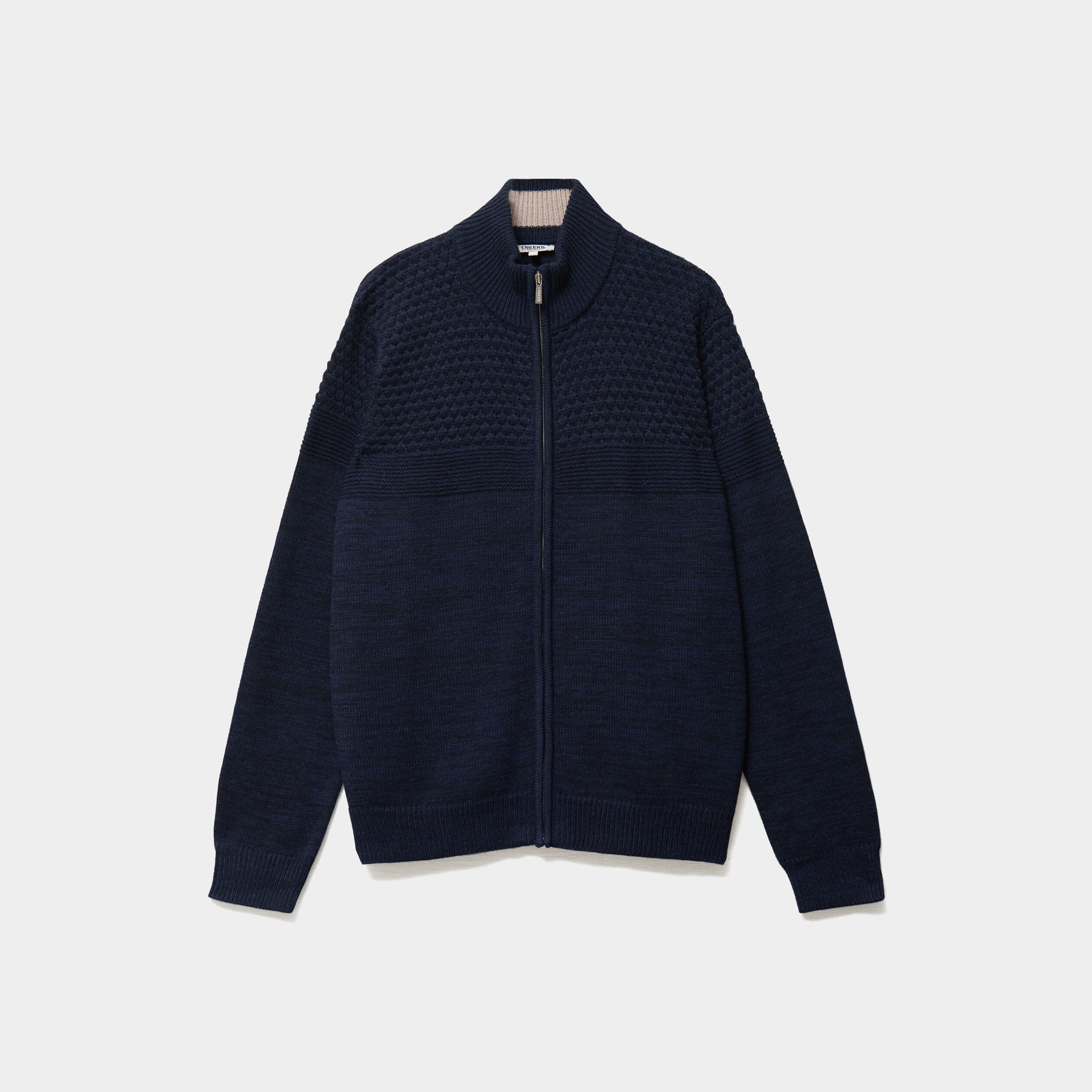 Gilet zipp&eacute; col montant manches longues bleu marine homme