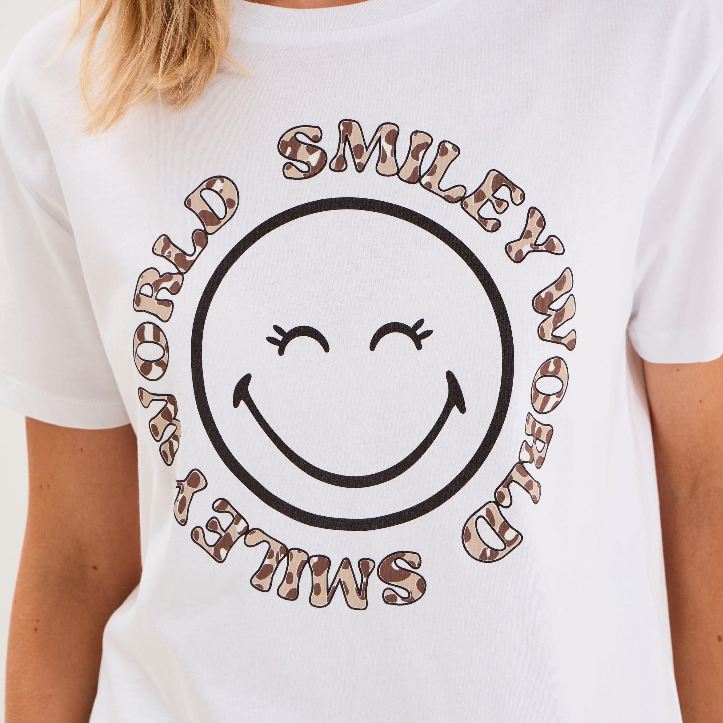 T-shirt manches courtes Smiley World blanc femme