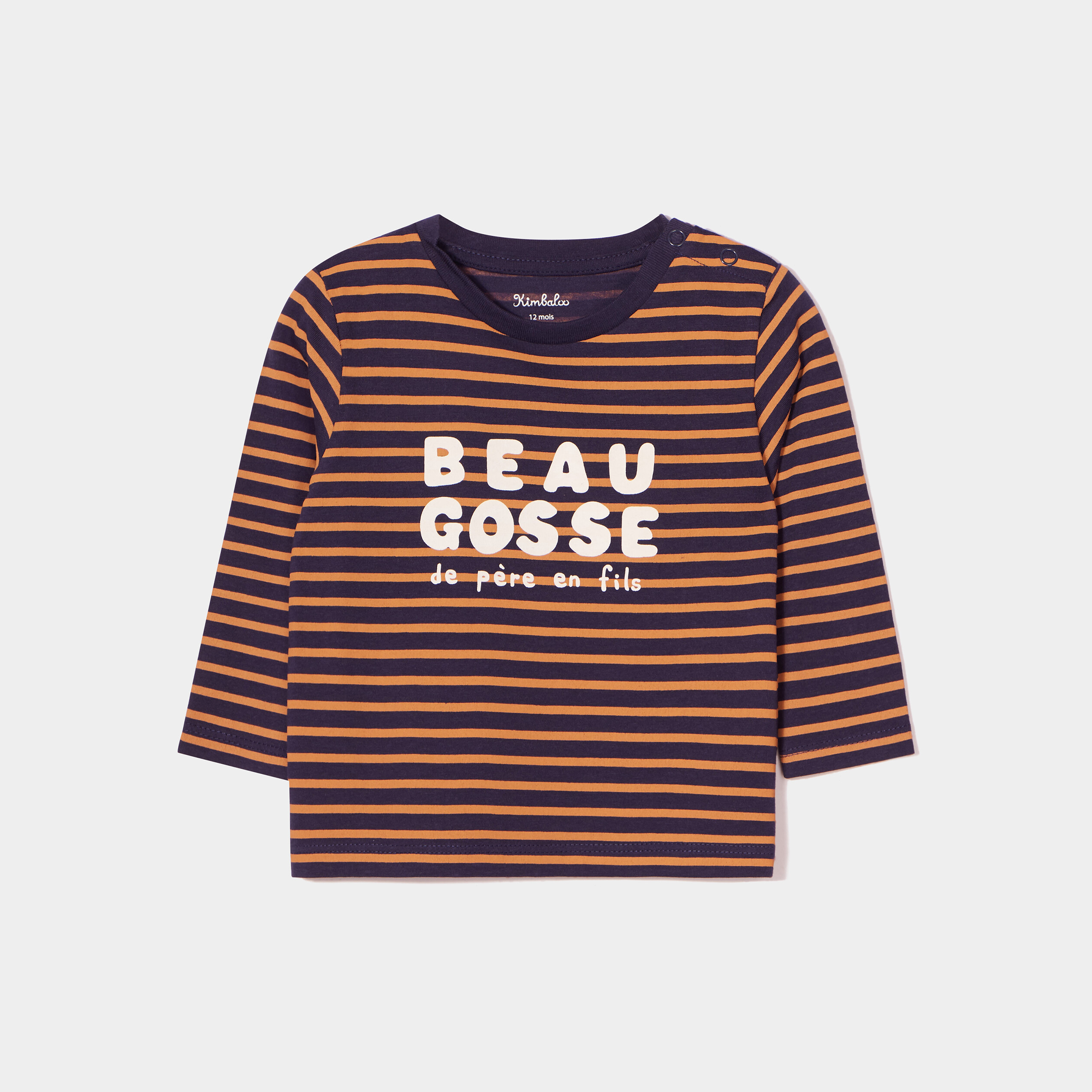 T-shirt épaule boutonnée manches longues bleu marine bébé garçon