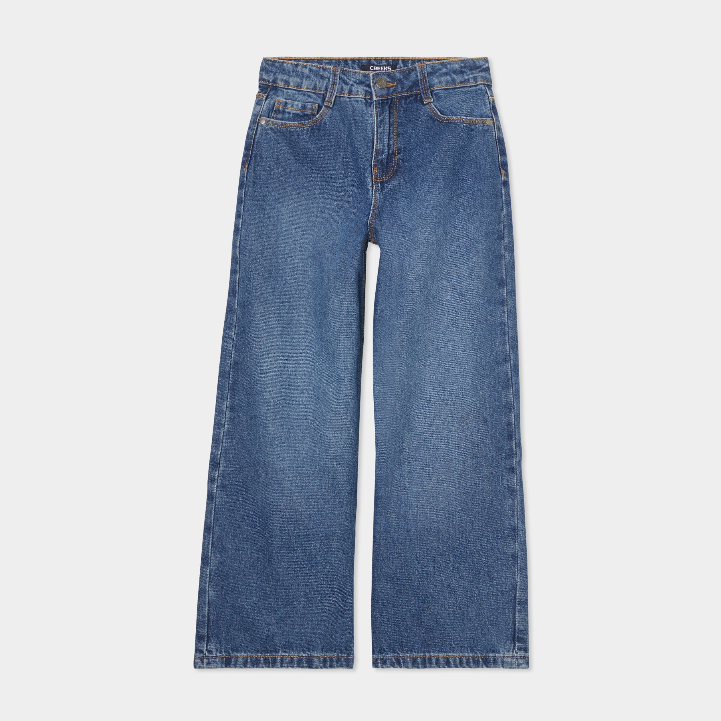jeans large 5 poches coton creeks denim stone fille Jeans large 5 poches coton Creeks denim stone fille