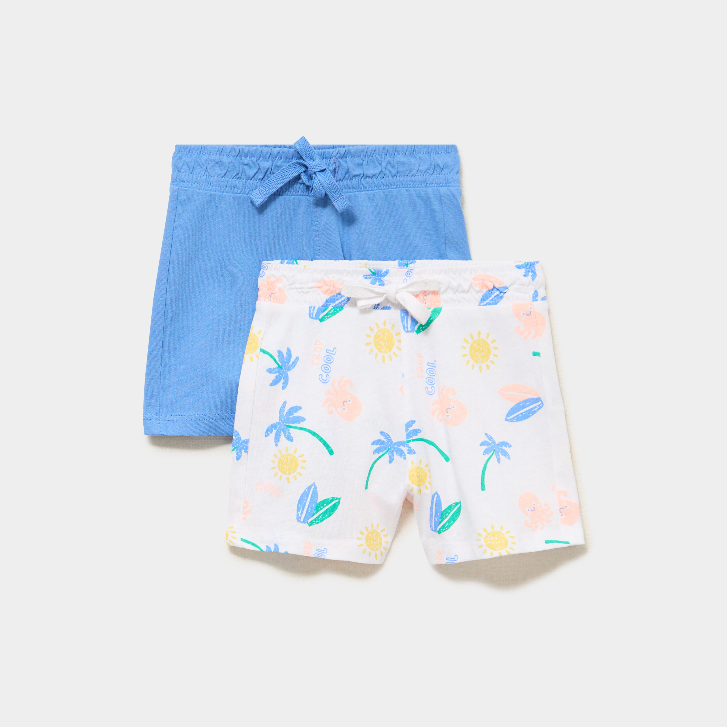 Lot de 2 shorts coton blanc b&eacute;b&eacute; gar&ccedil;on