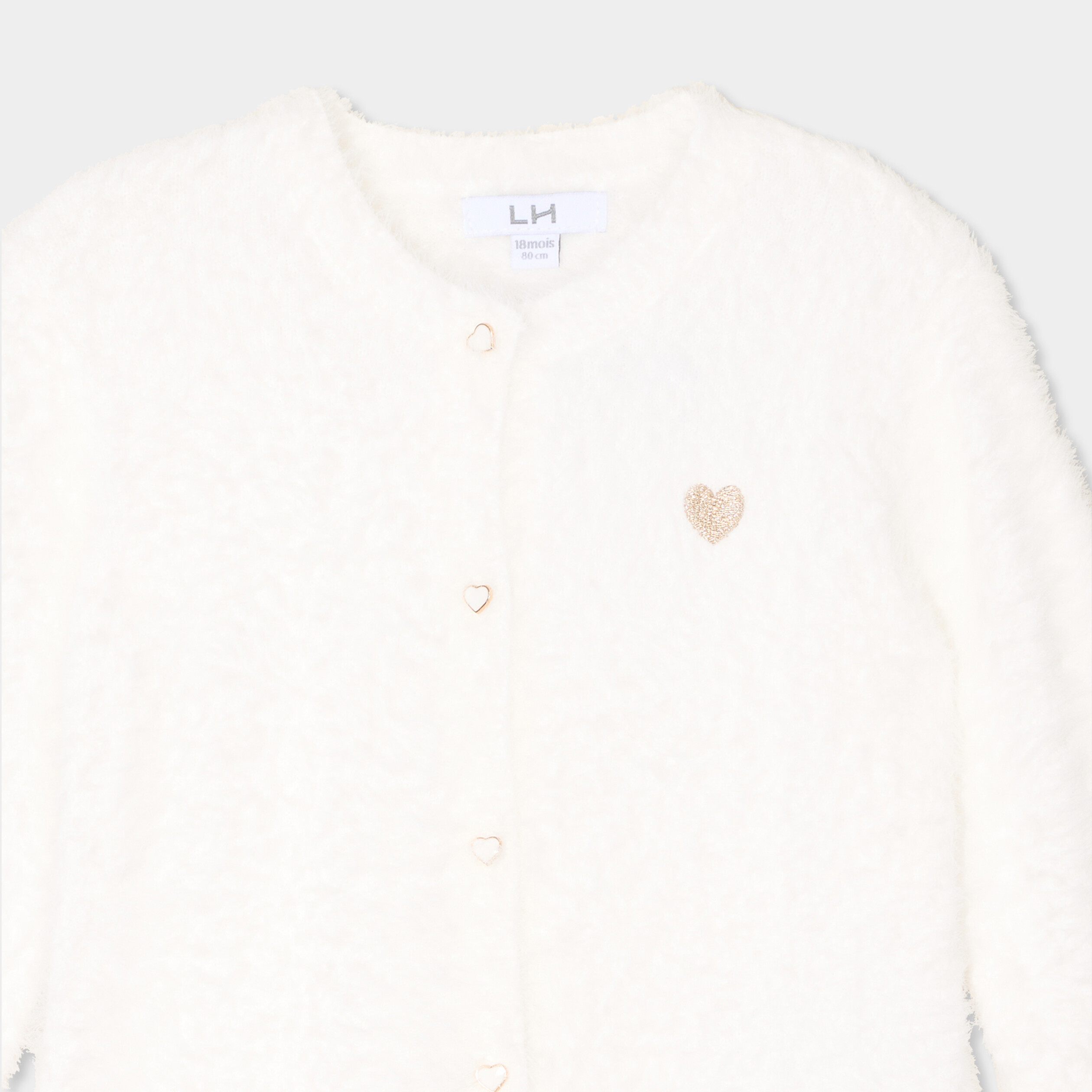 Gilet manches longues boutonn&eacute; blanc b&eacute;b&eacute; fille