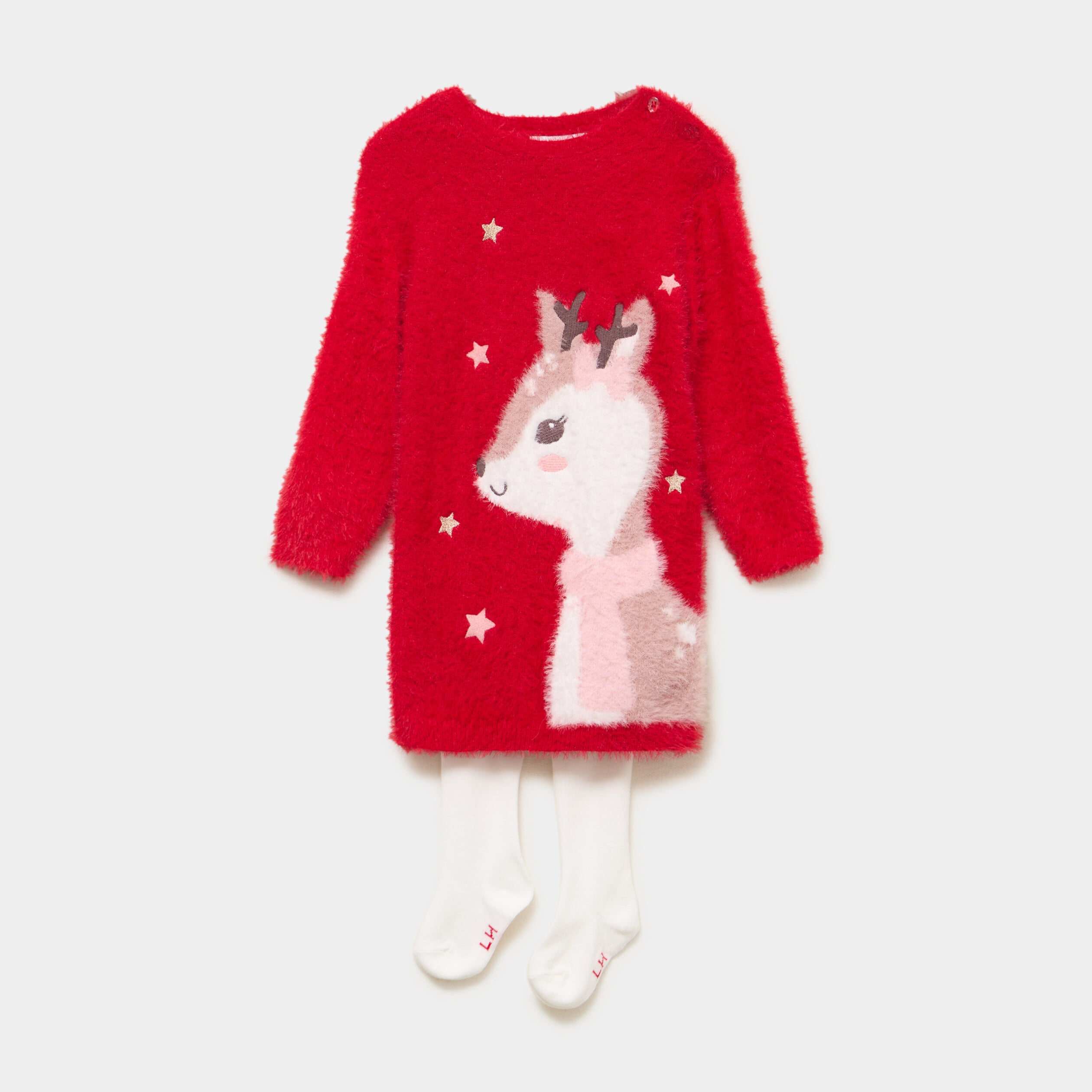 Ensemble robe et collants No&euml;l rouge b&eacute;b&eacute; fille