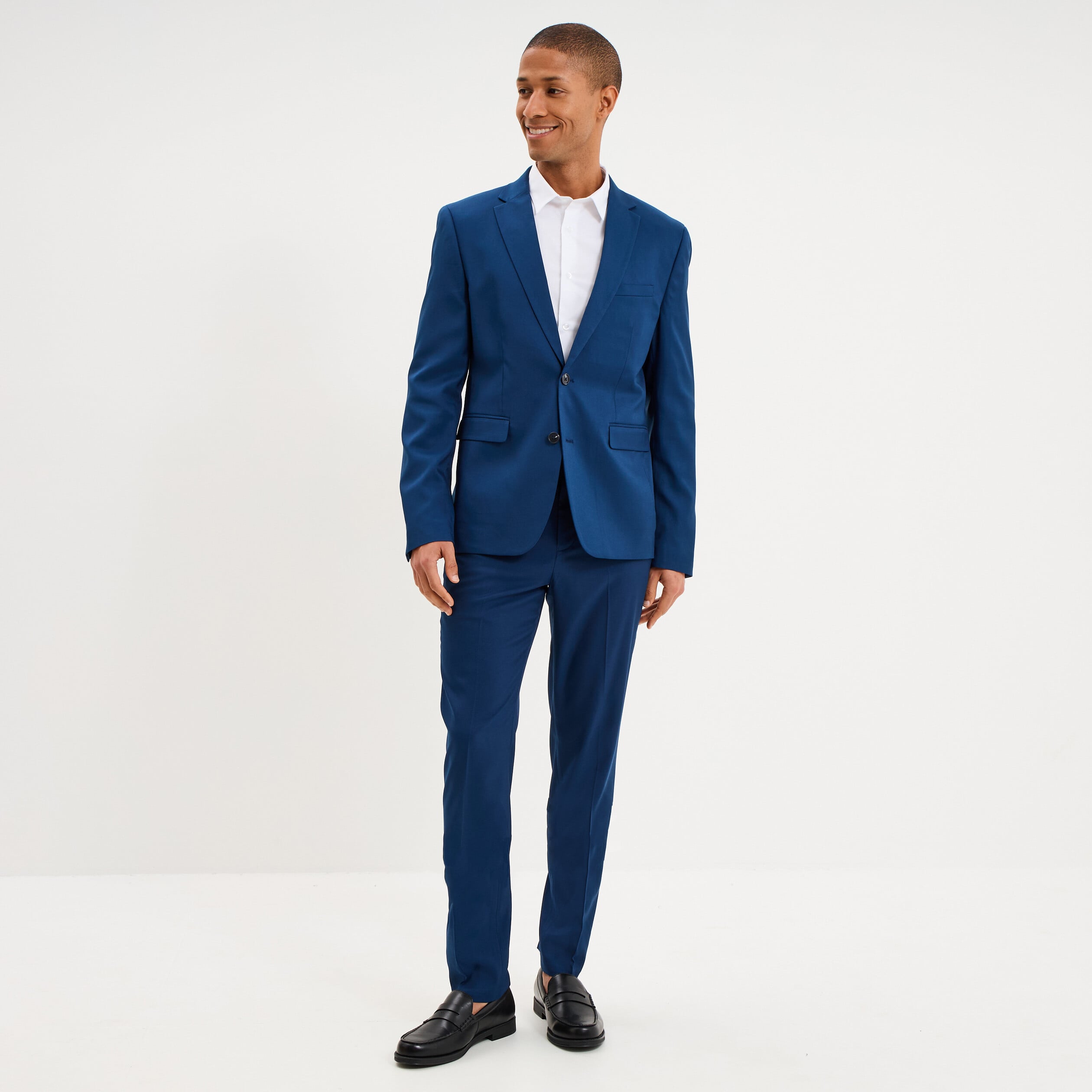 Veste blazer costume manches longues bleu electrique homme