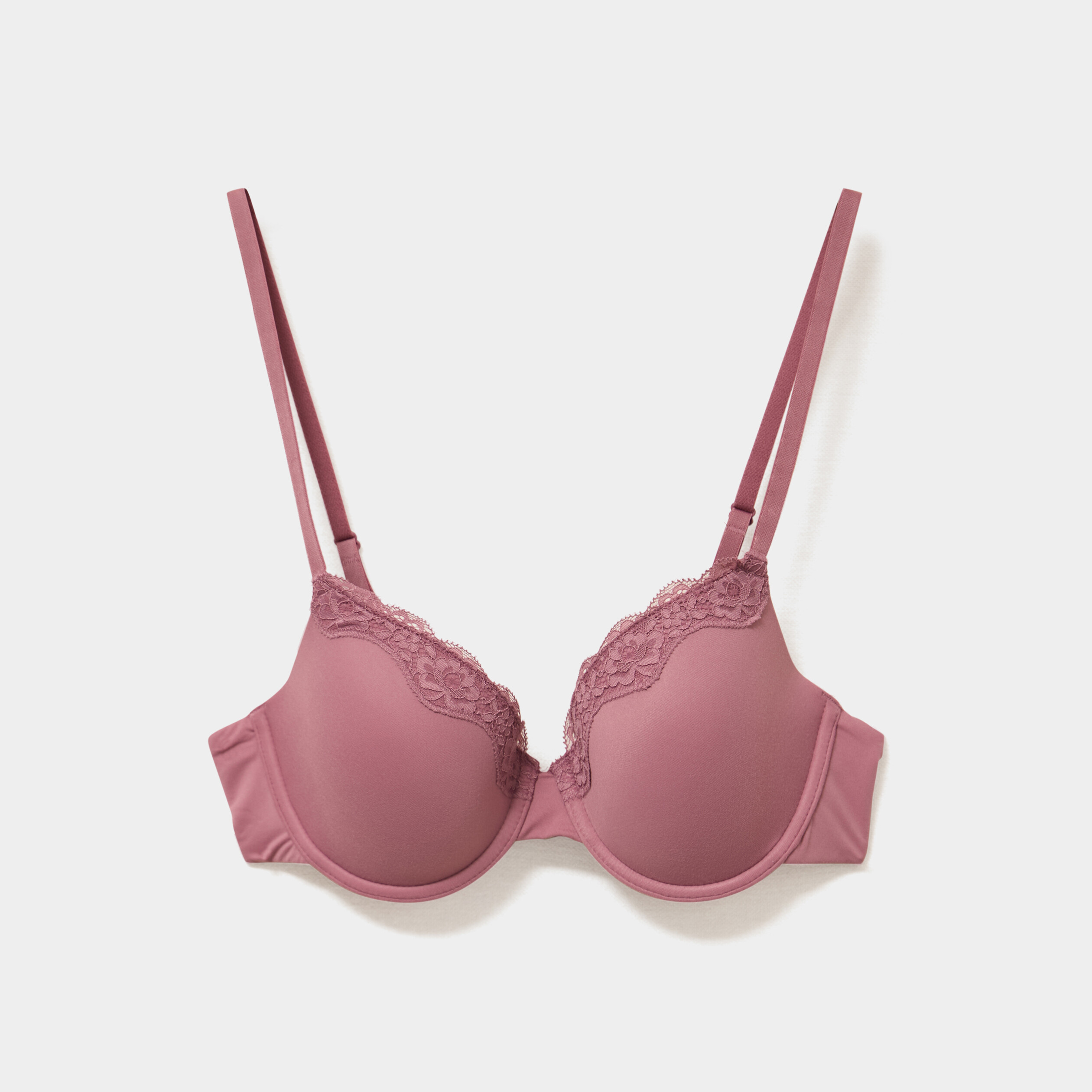 Soutien-gorge embo&icirc;tant padd&eacute; dentelle vieux rose femme