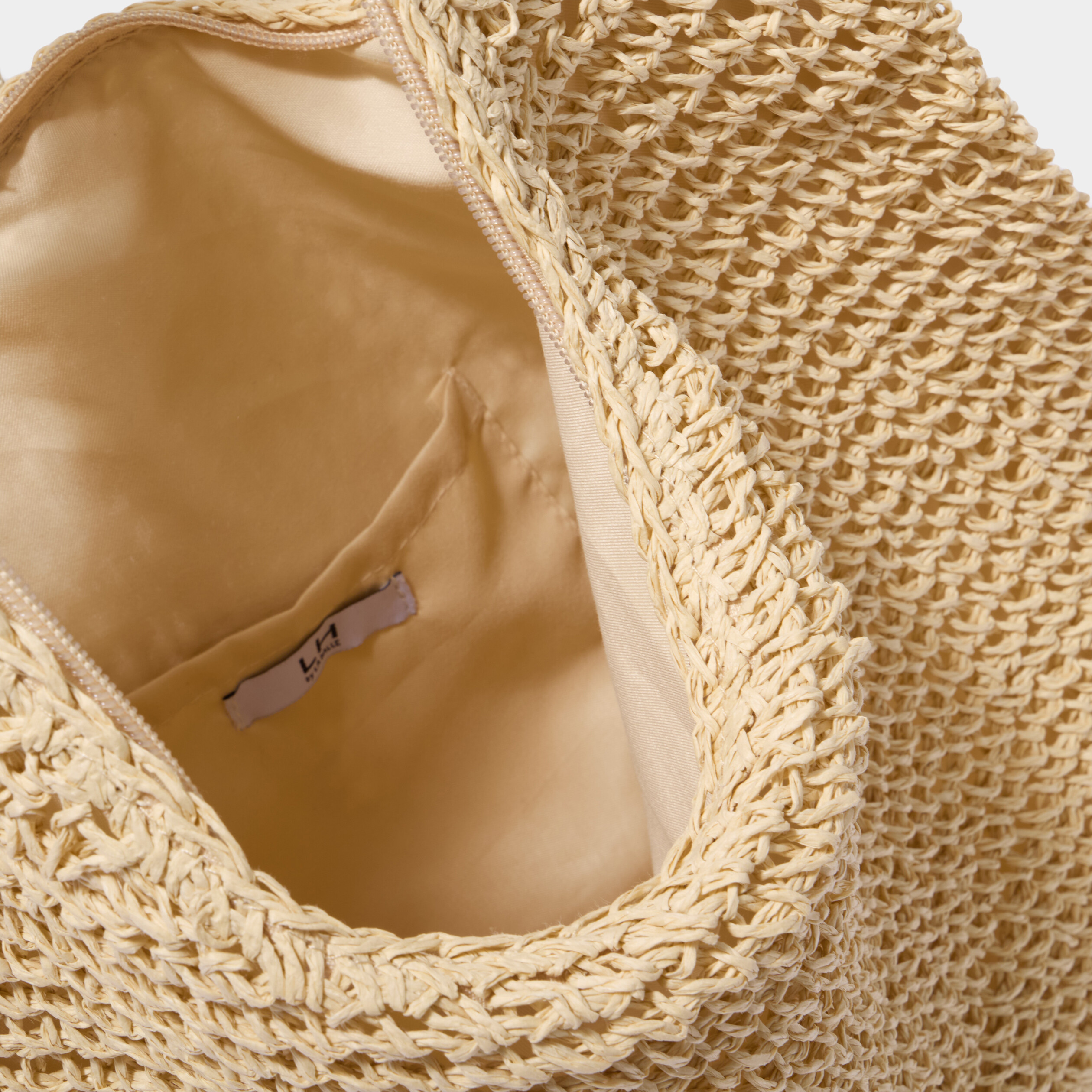Sac cabas tress&eacute; port&eacute;-&eacute;paule sable femme