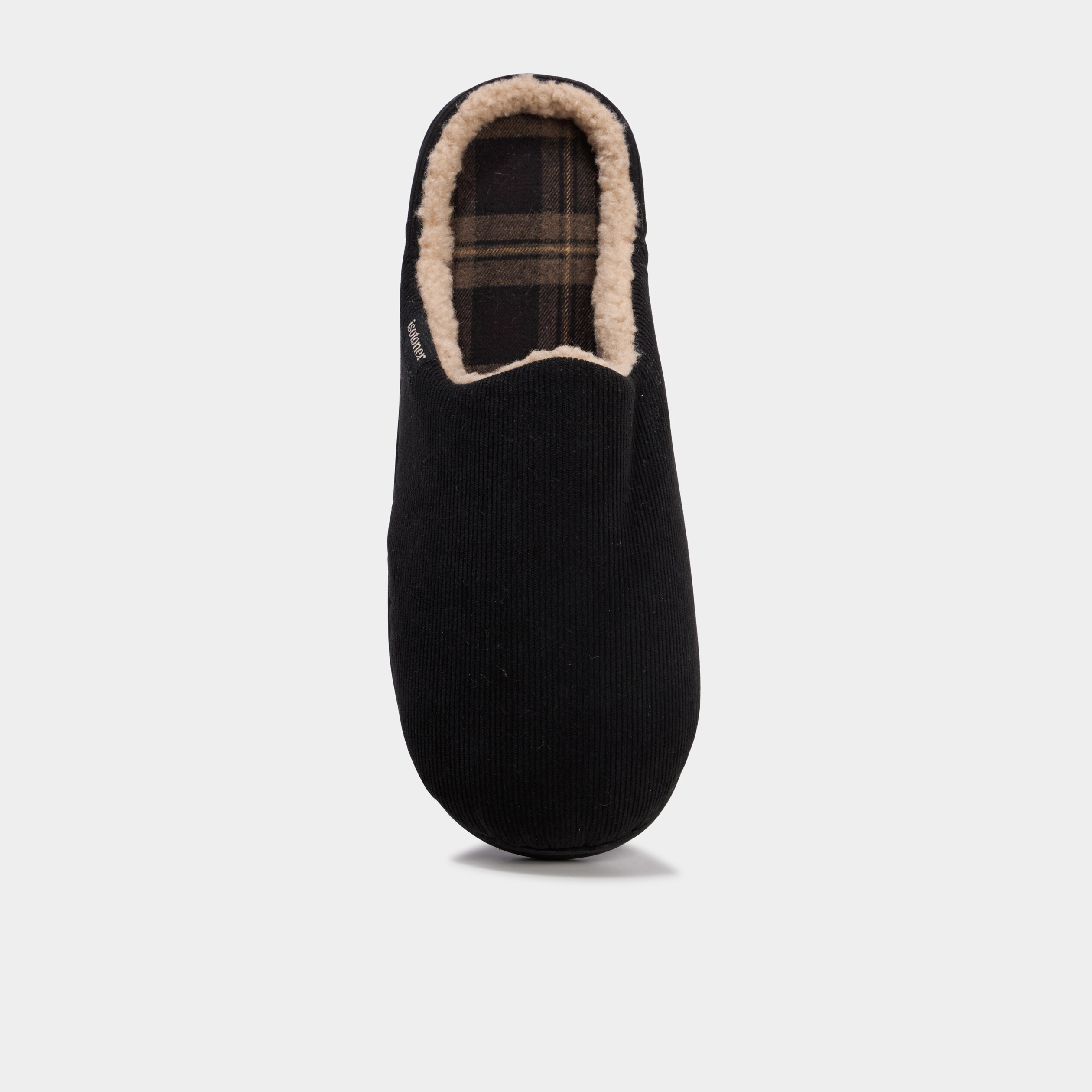 Chaussons mules velours fourr&eacute;s lavables taupe homme