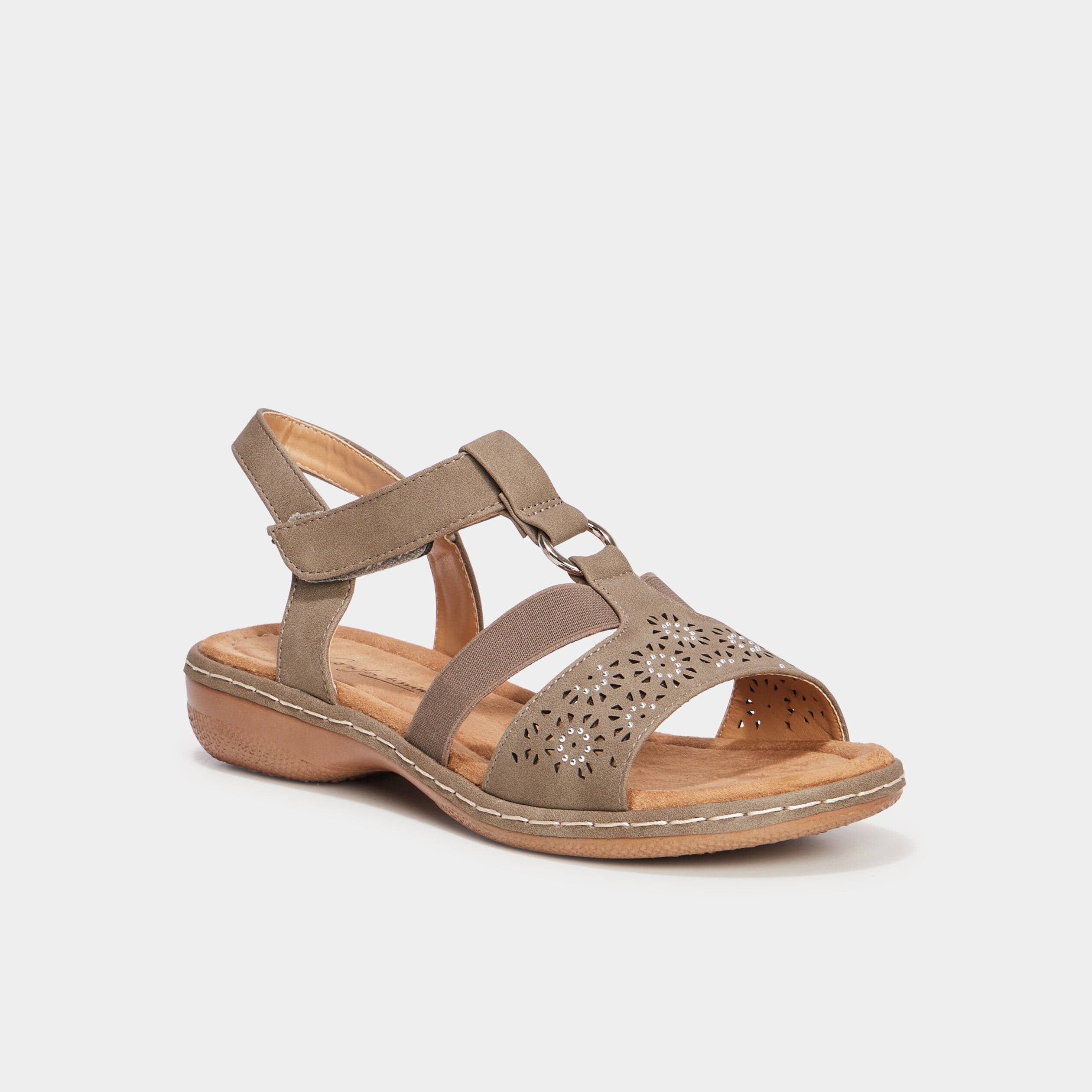 Sandales talons compens&eacute;s vert kaki femme