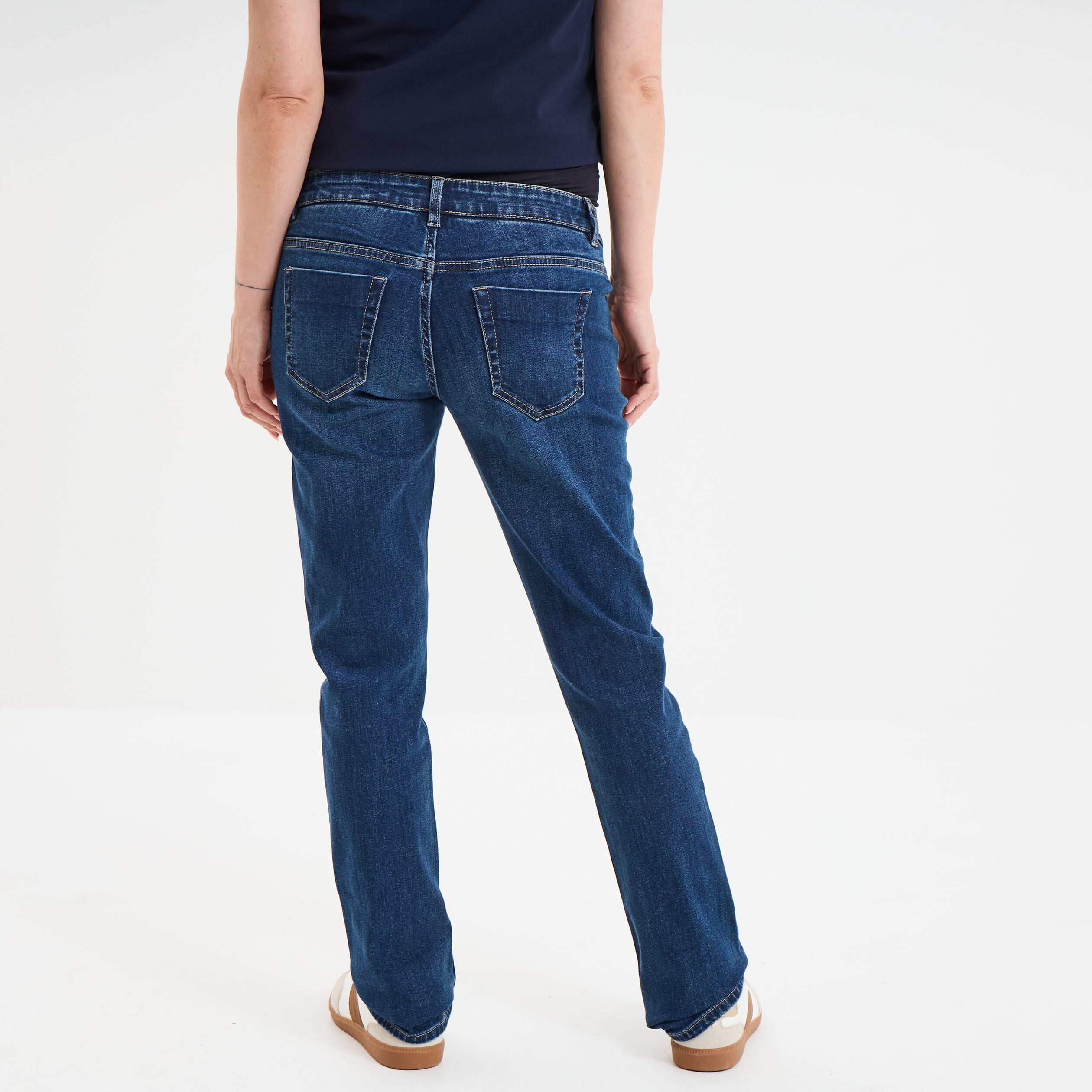 Jeans grossesse droit avec bandeau denim stone femme maternit&eacute;