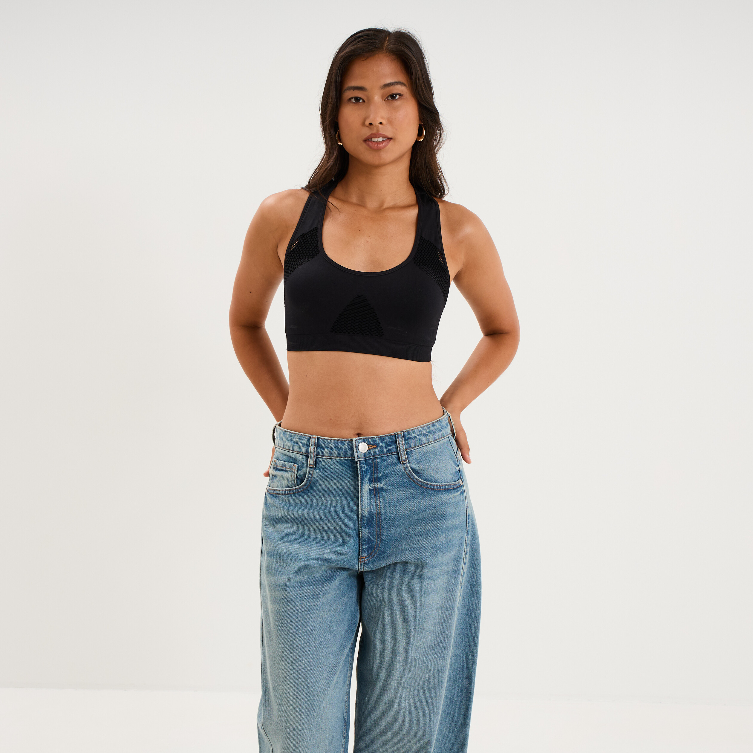 Brassi&egrave;re sport microfibre dos nageur noir femme